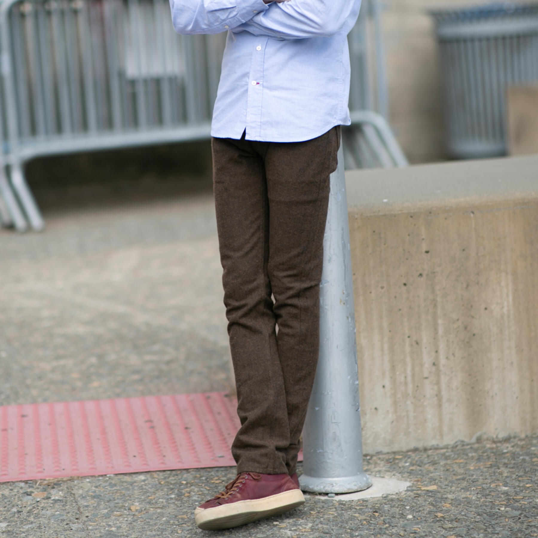 gustin #48 wool herringbone 5 pocket - brown x black
