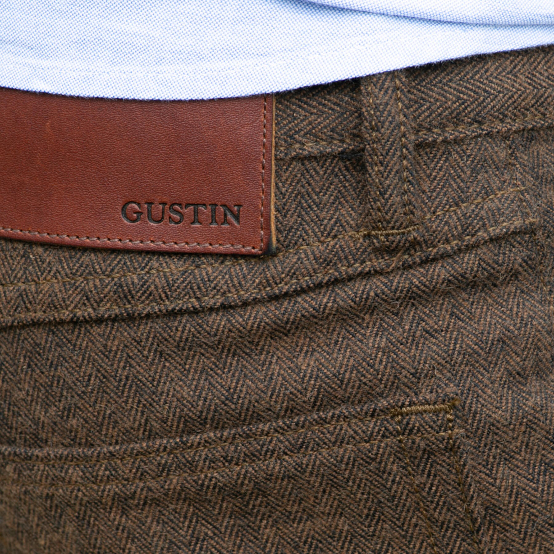 gustin #48 wool herringbone 5 pocket - brown x black