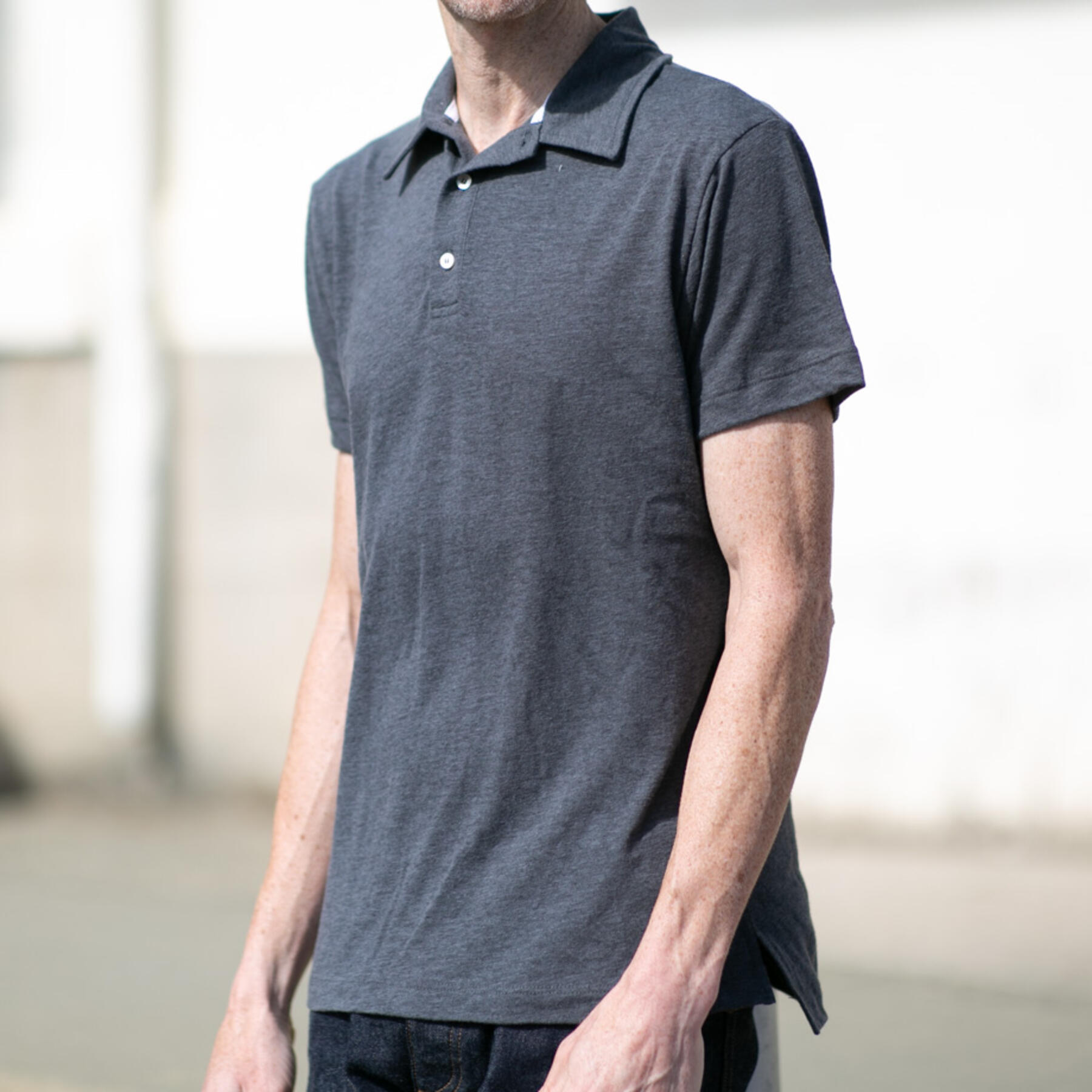 gustin twisted yarn polo - charcoal