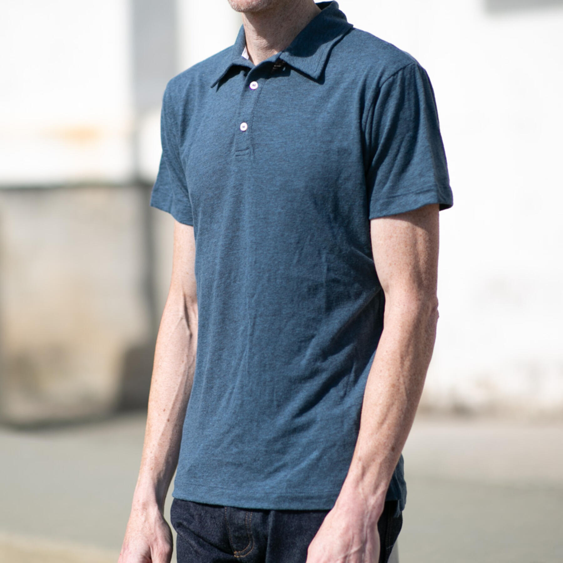 gustin twisted yarn polo - ocean