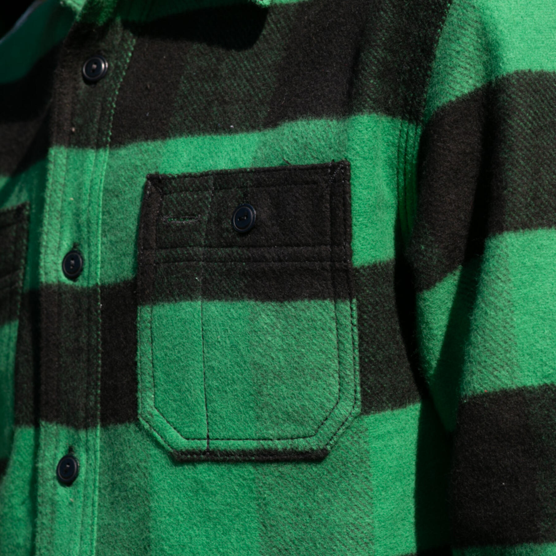 gustin #52 selvedge big flannel workshirt - greenxblack