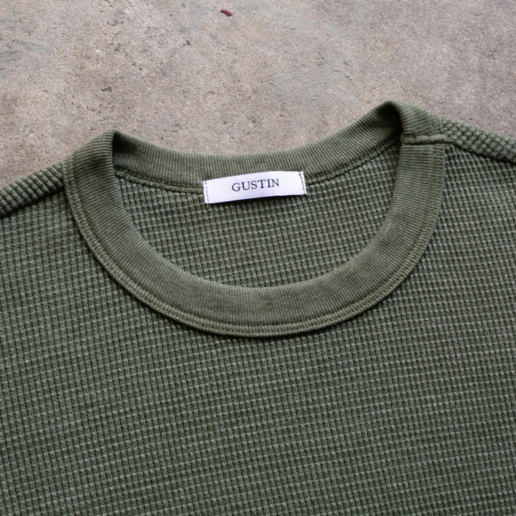 gustin waffle crewneck - olive drab