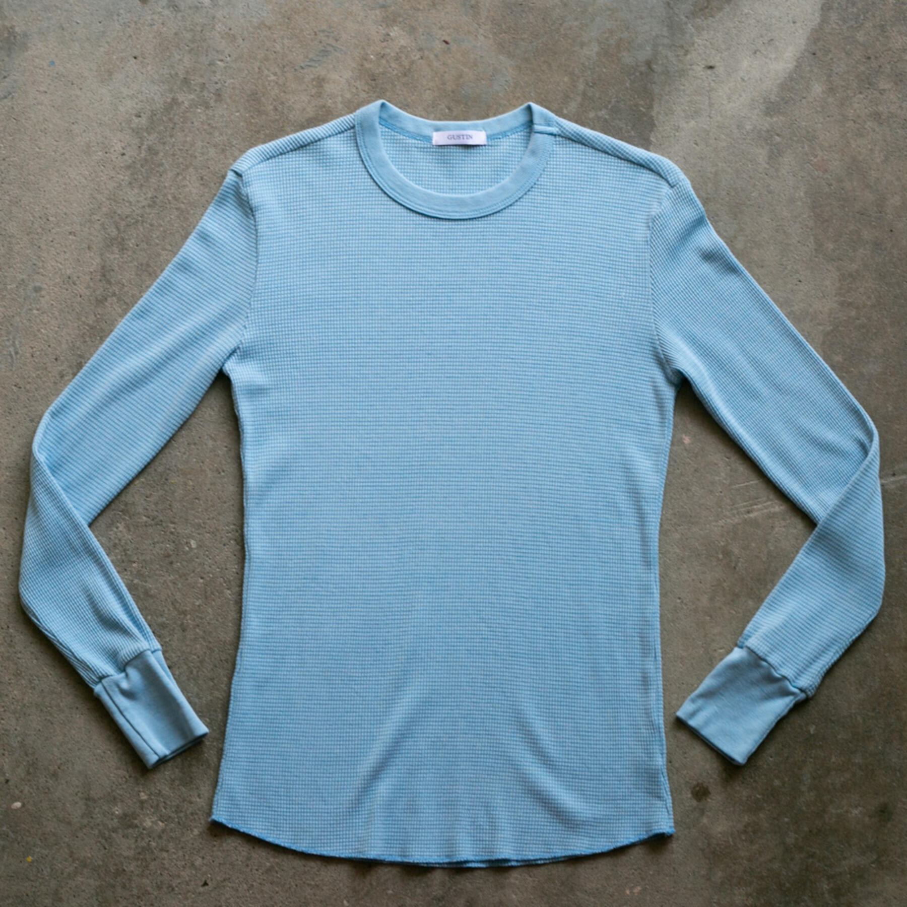 gustin waffle crewneck - sky