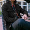 gustin black wool field jacket