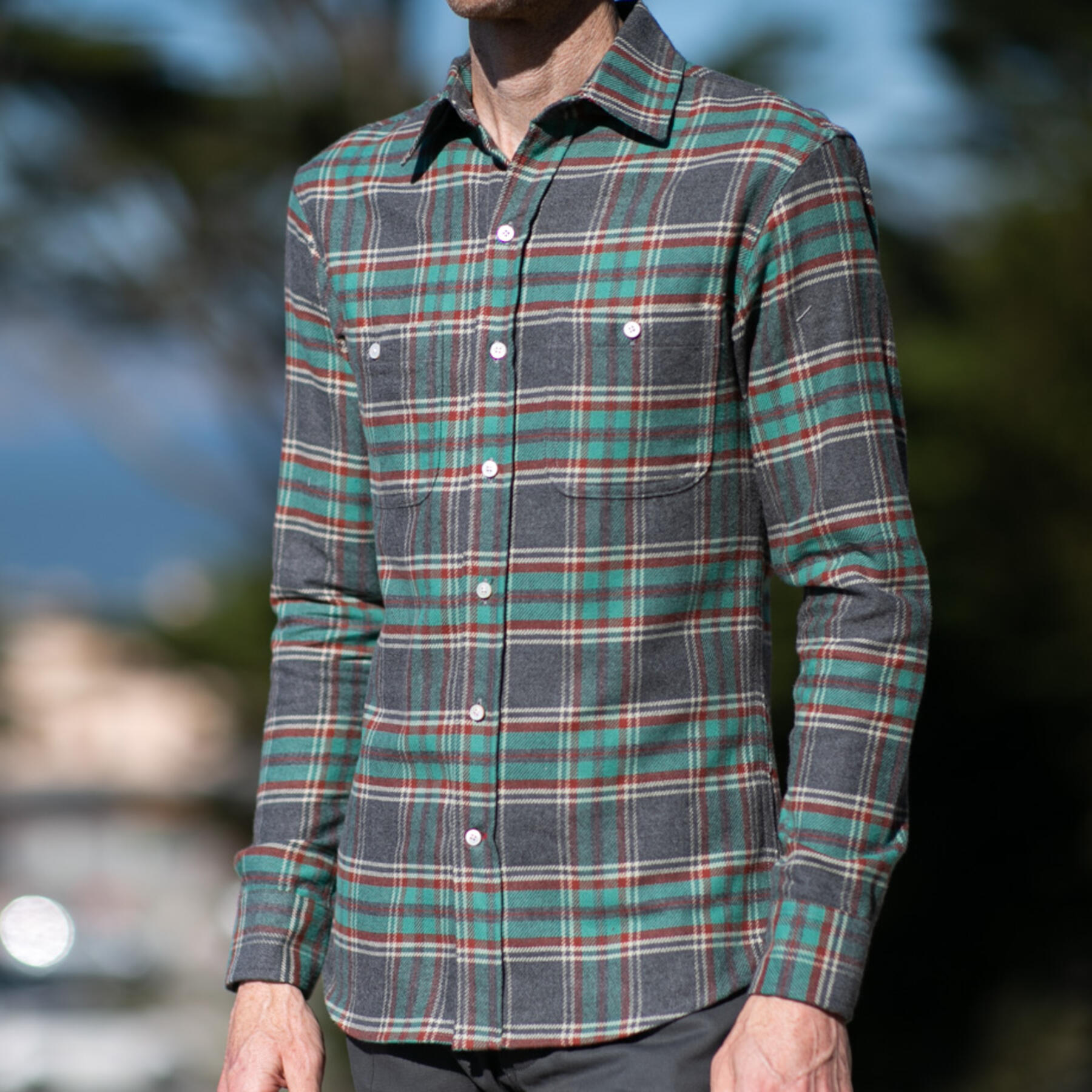 gustin #789 ultrasoft retro flannel - charcoalxemerald