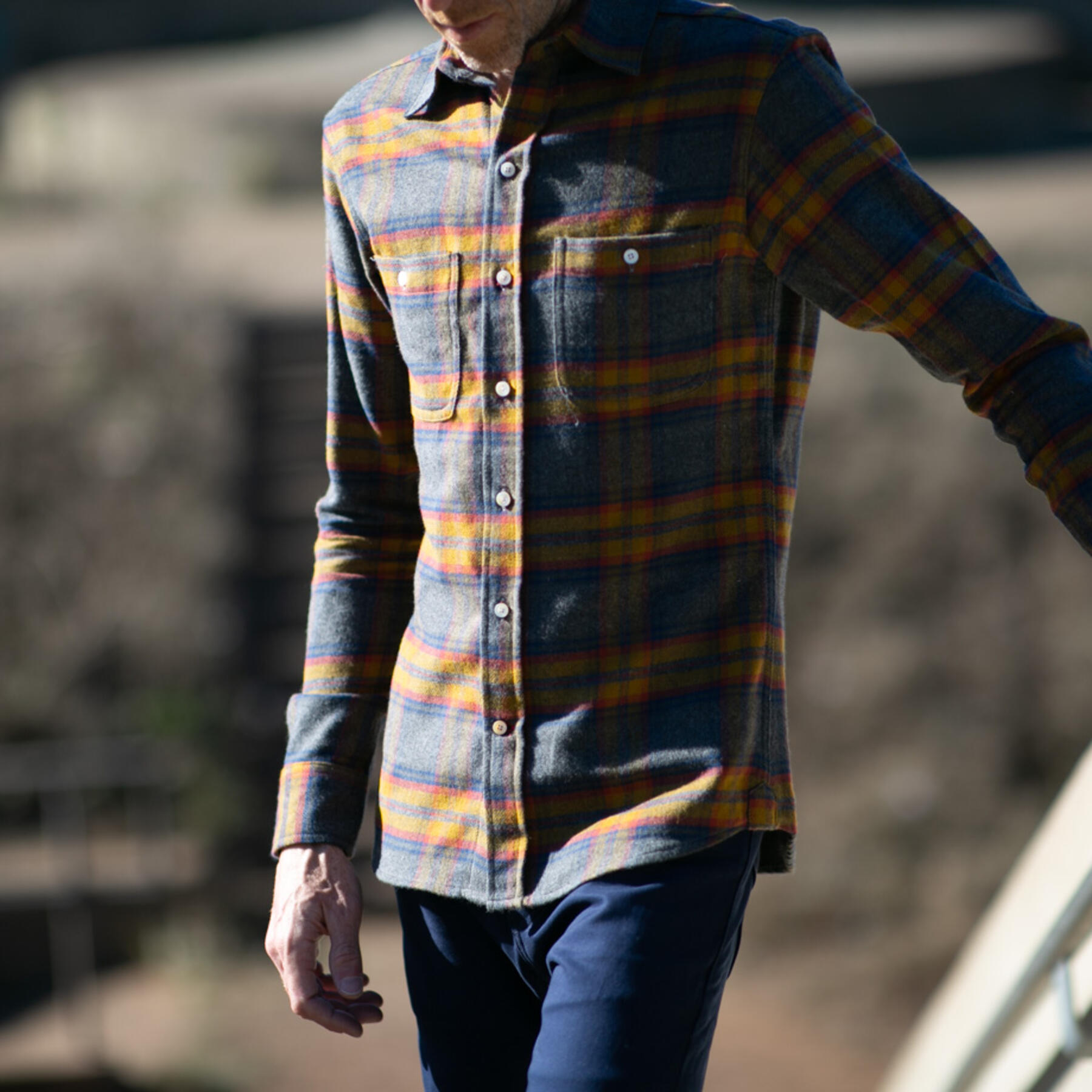 gustin #788 ultrasoft retro flannel - charcoalxpumpkin