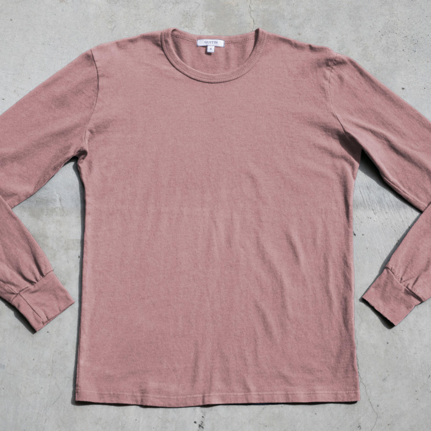 gustin long sleeve heavyweight pigment dye t-shirt 3 pack (oatmeal, faded rose, ocean)