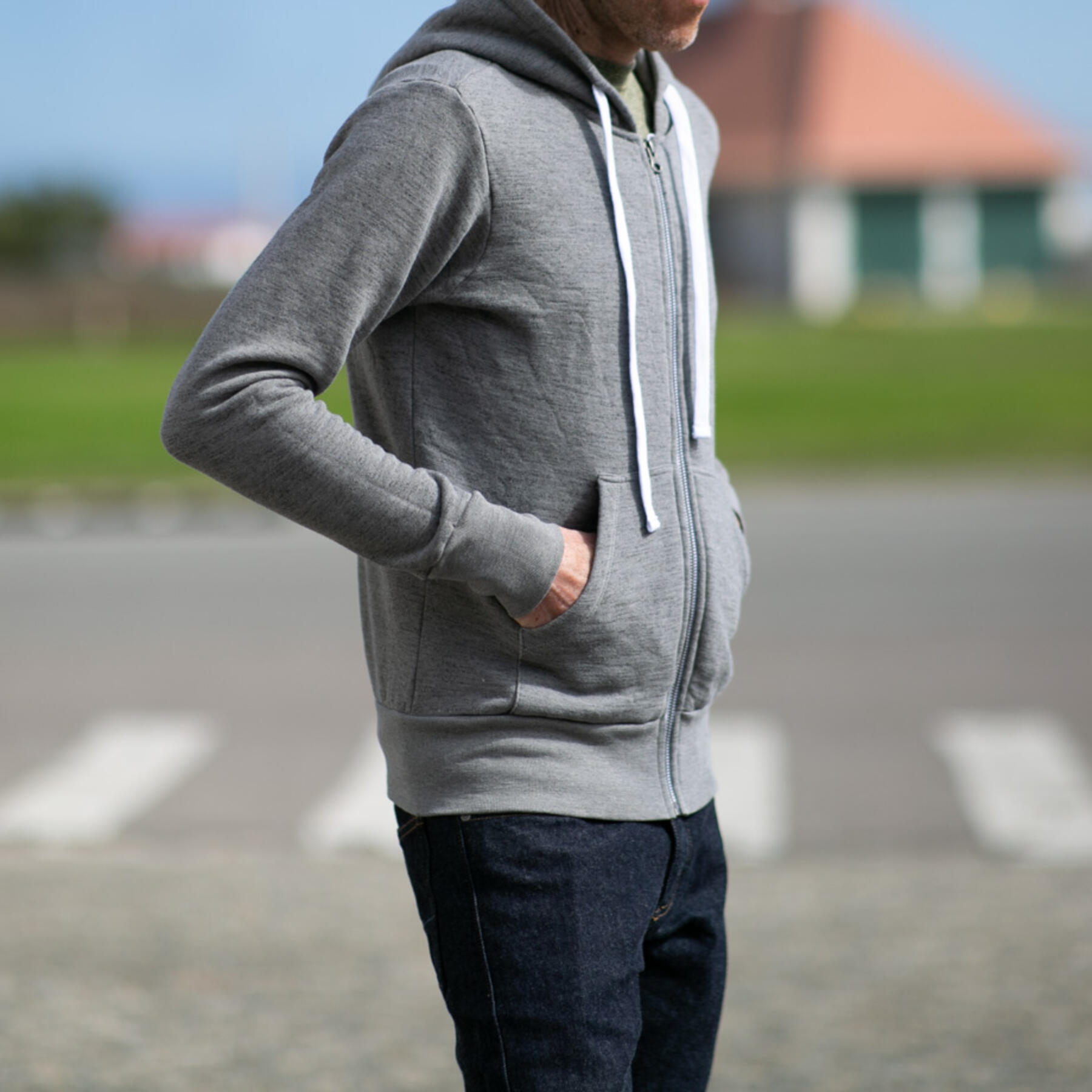 gustin twisted yarn fleece zip hoodie - putty