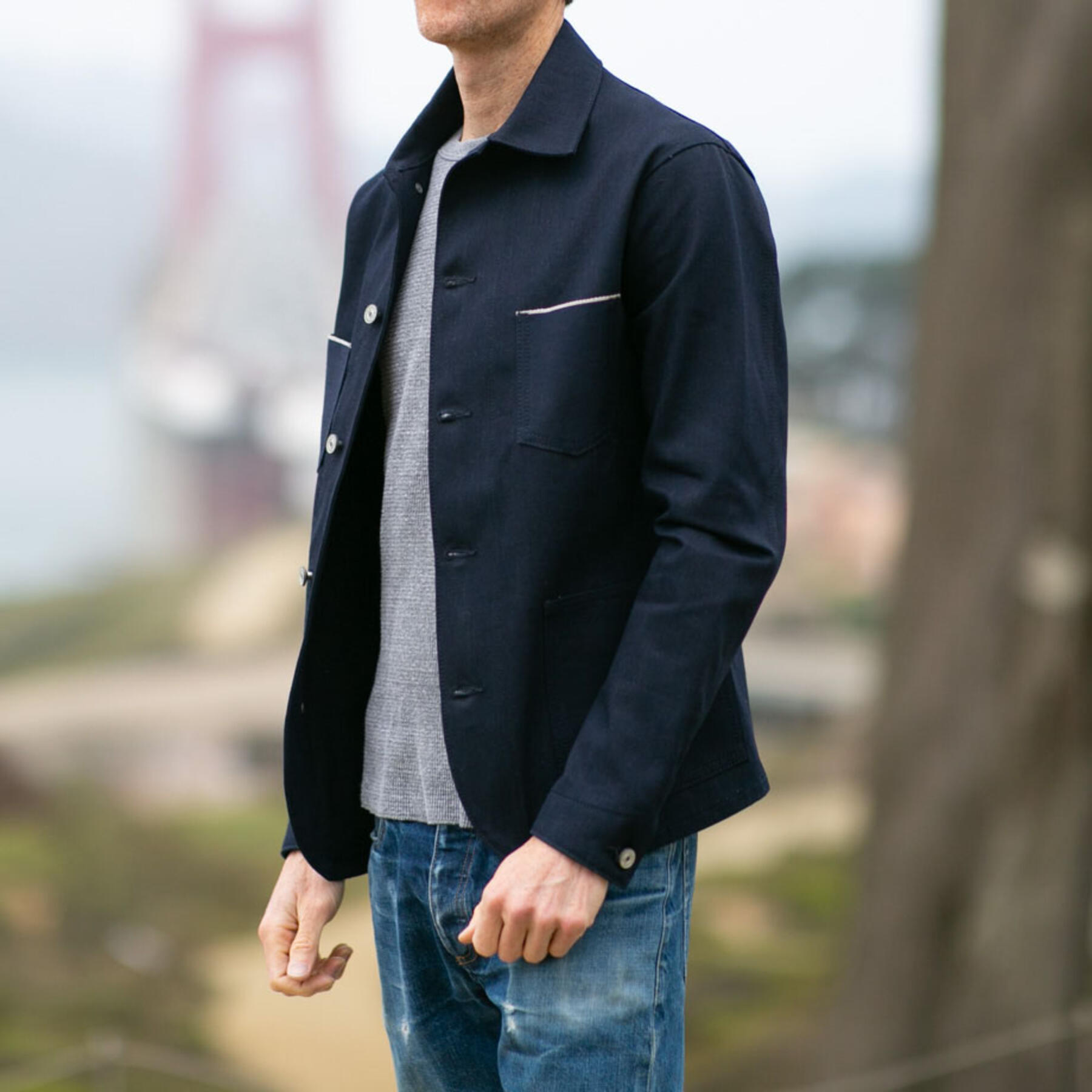 gustin #2 engineer jacket - cone bluexblack