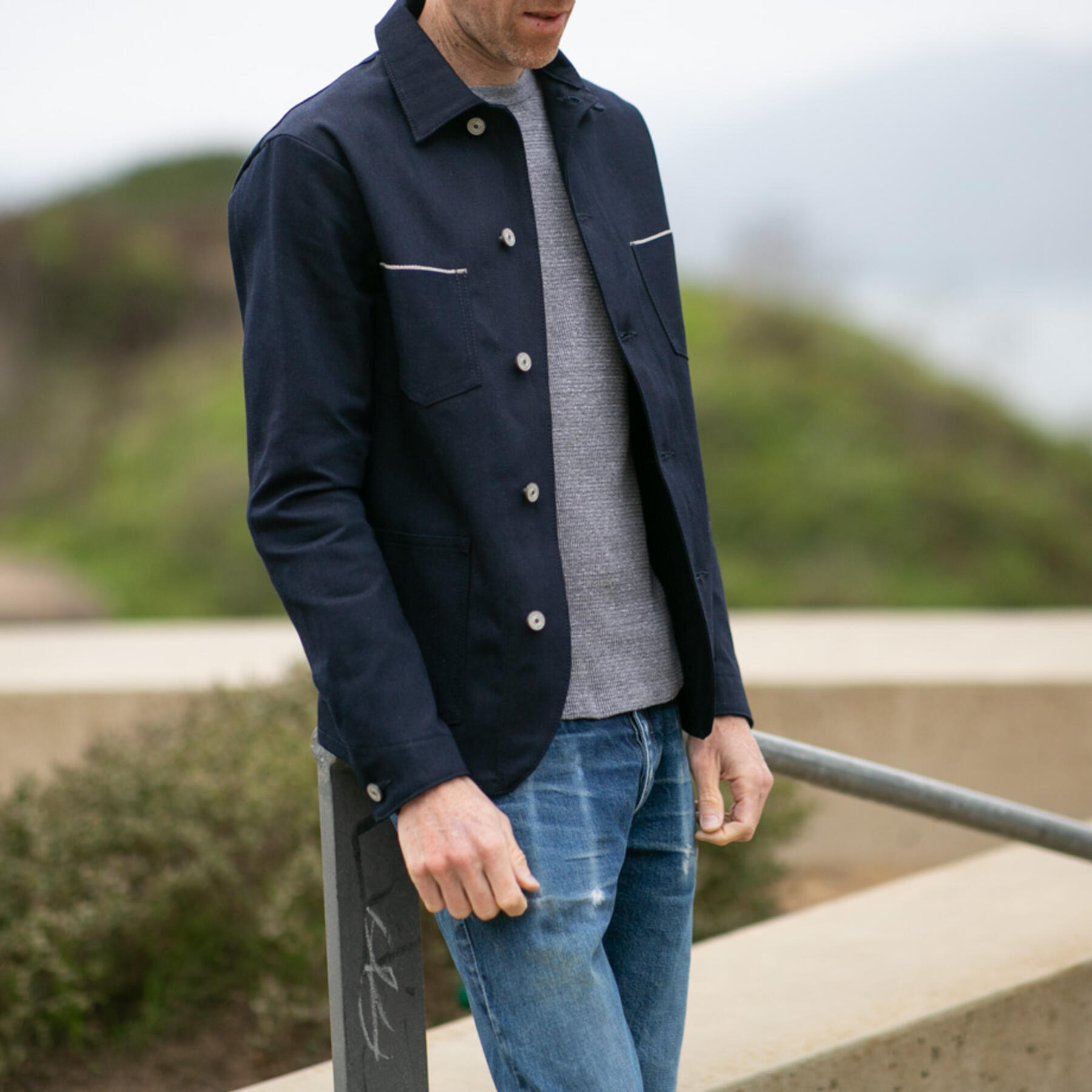 gustin #2 engineer jacket - cone bluexblack