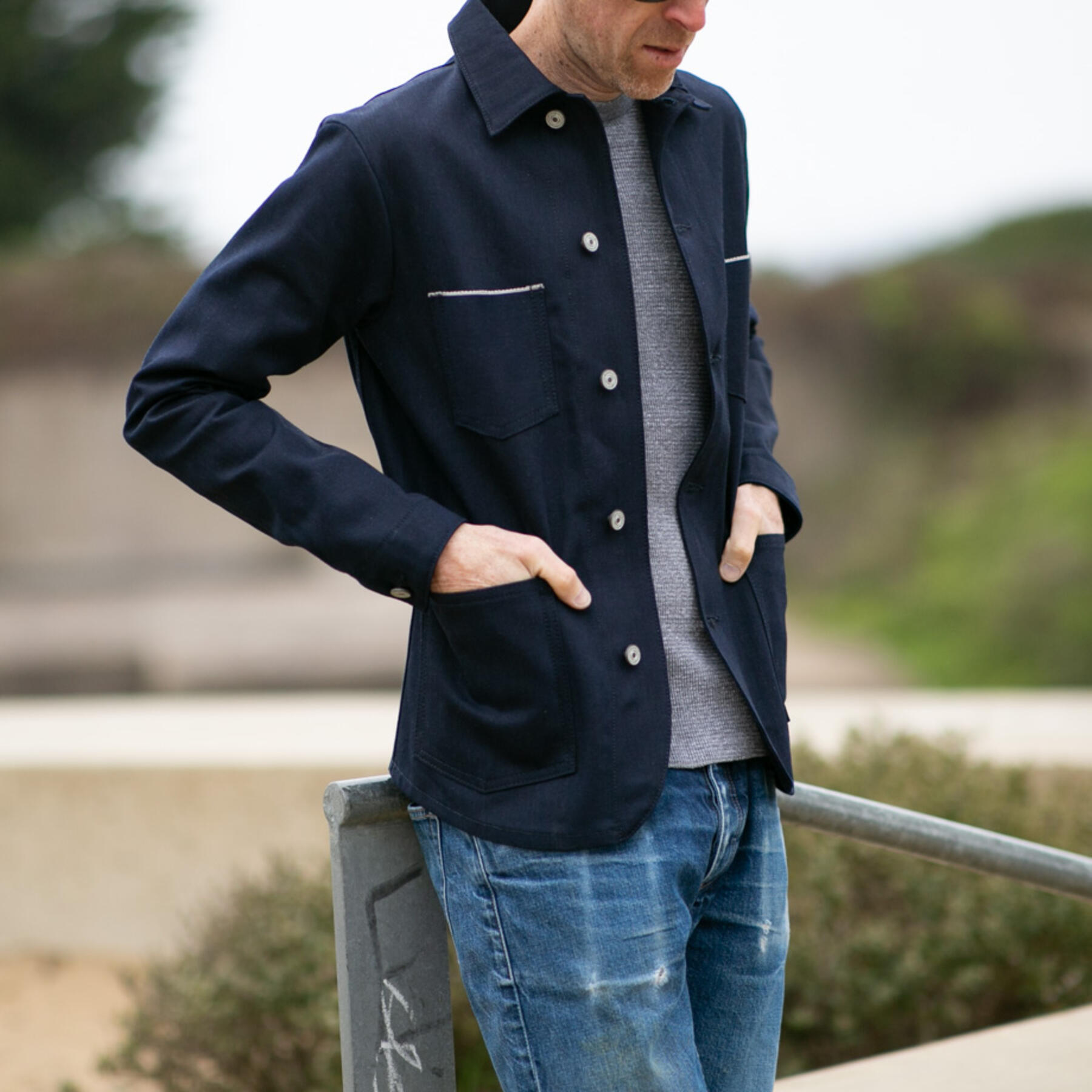 gustin #2 engineer jacket - cone bluexblack
