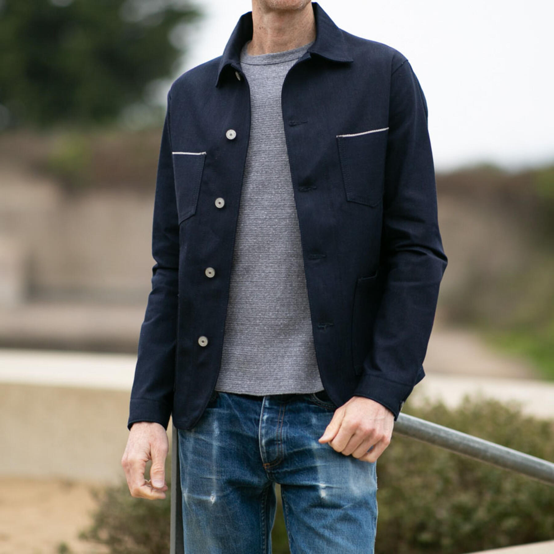 gustin #2 engineer jacket - cone bluexblack