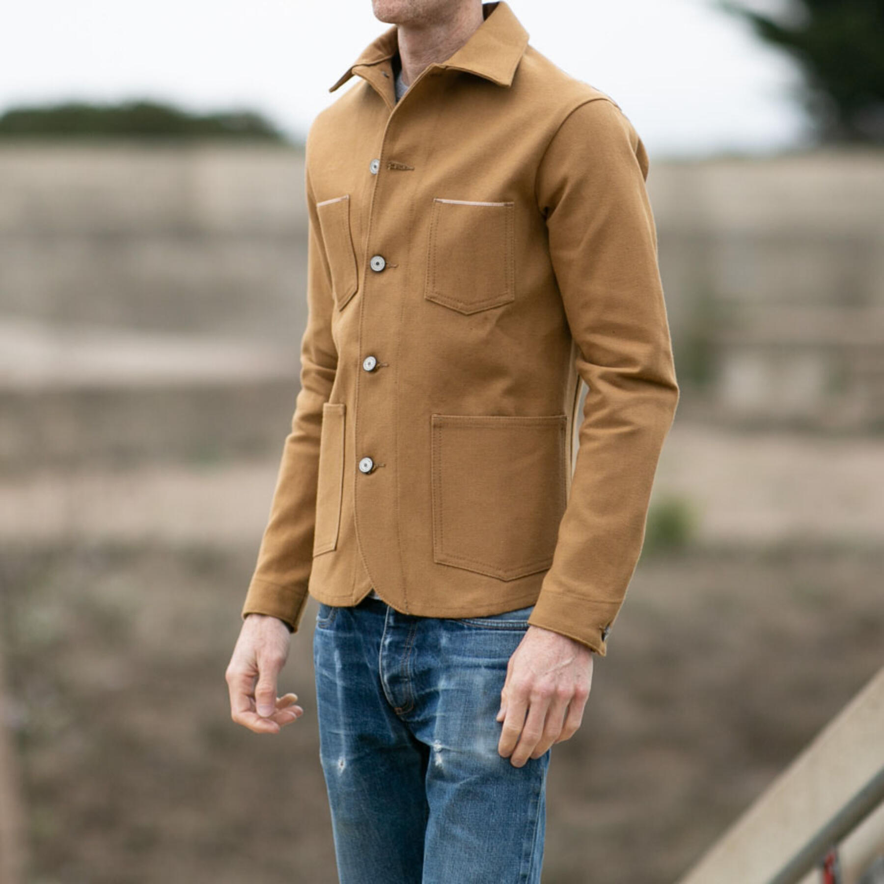 gustin #3 engineer jacket - honey brown selvedge duck