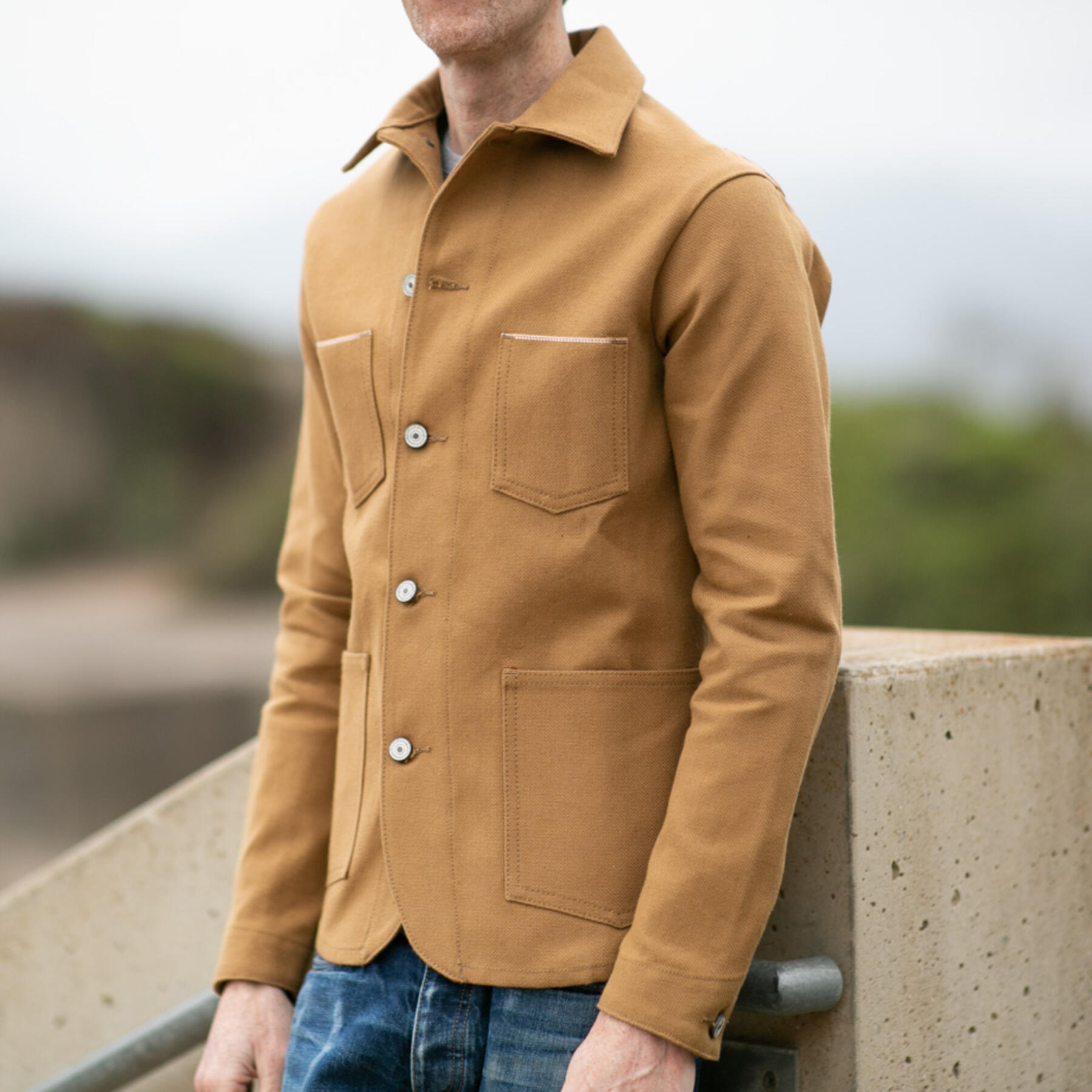 gustin #3 engineer jacket - honey brown selvedge duck