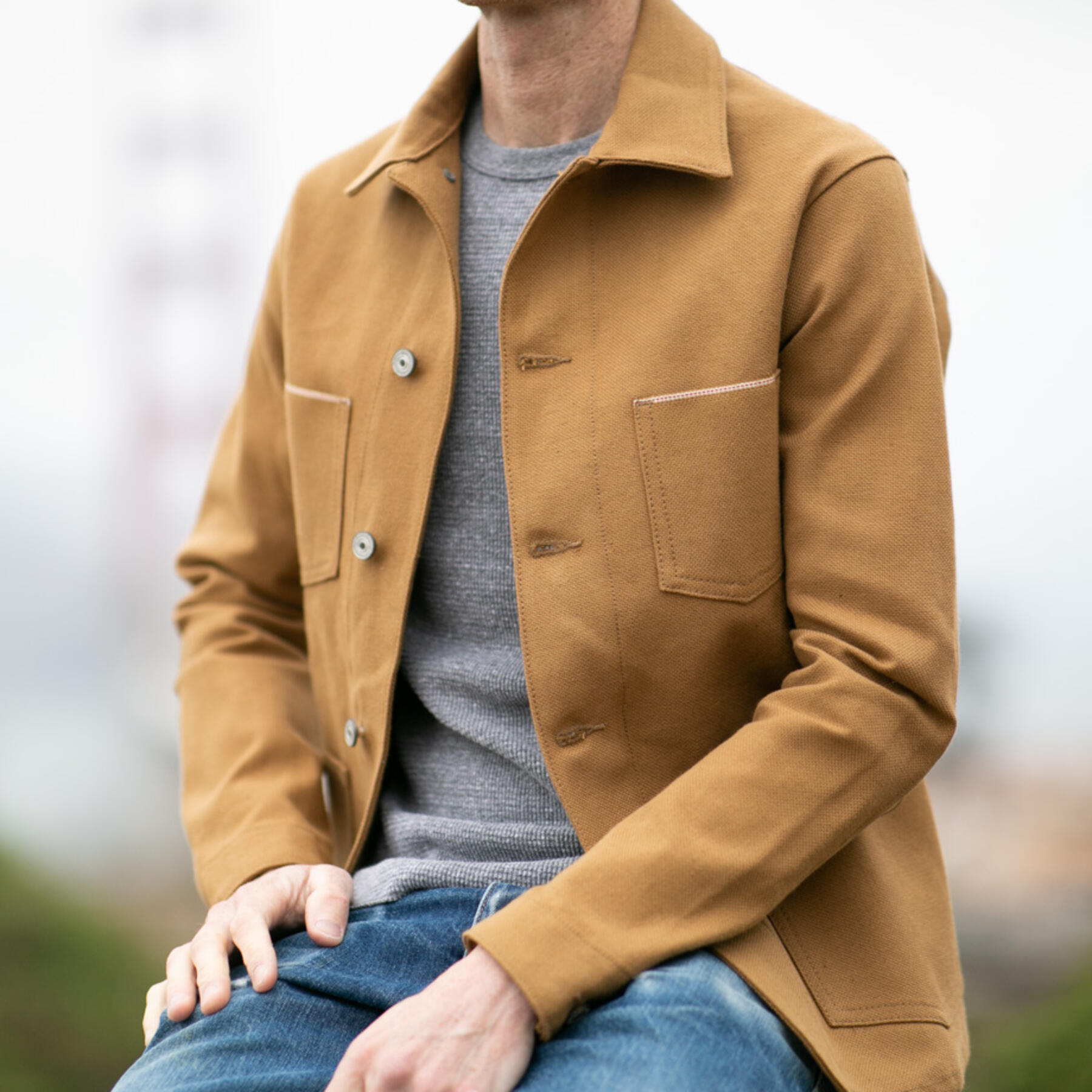 gustin #3 engineer jacket - honey brown selvedge duck