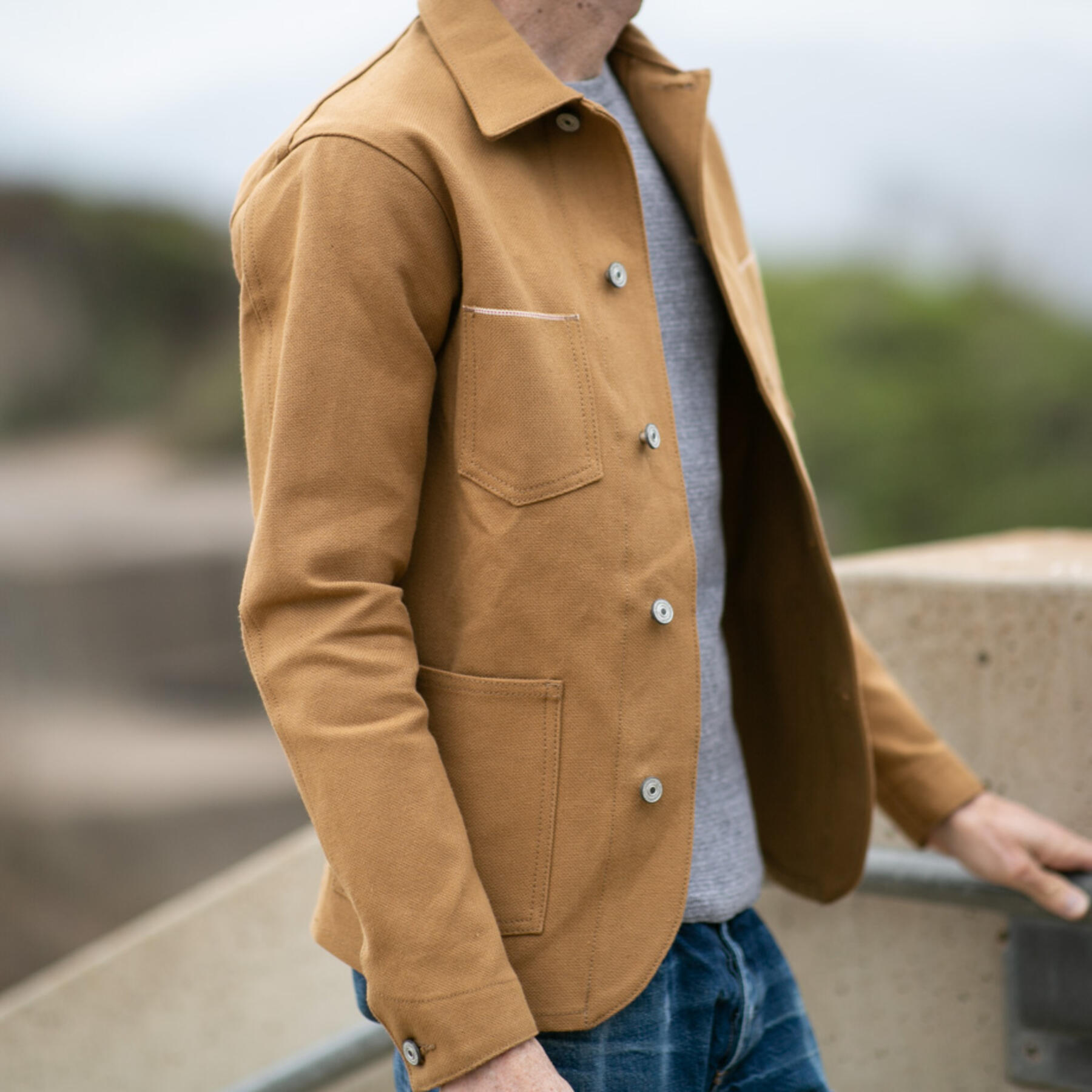 gustin #3 engineer jacket - honey brown selvedge duck