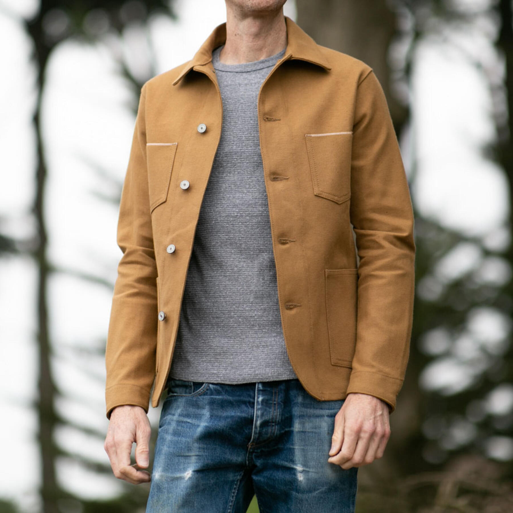 gustin #3 engineer jacket - honey brown selvedge duck