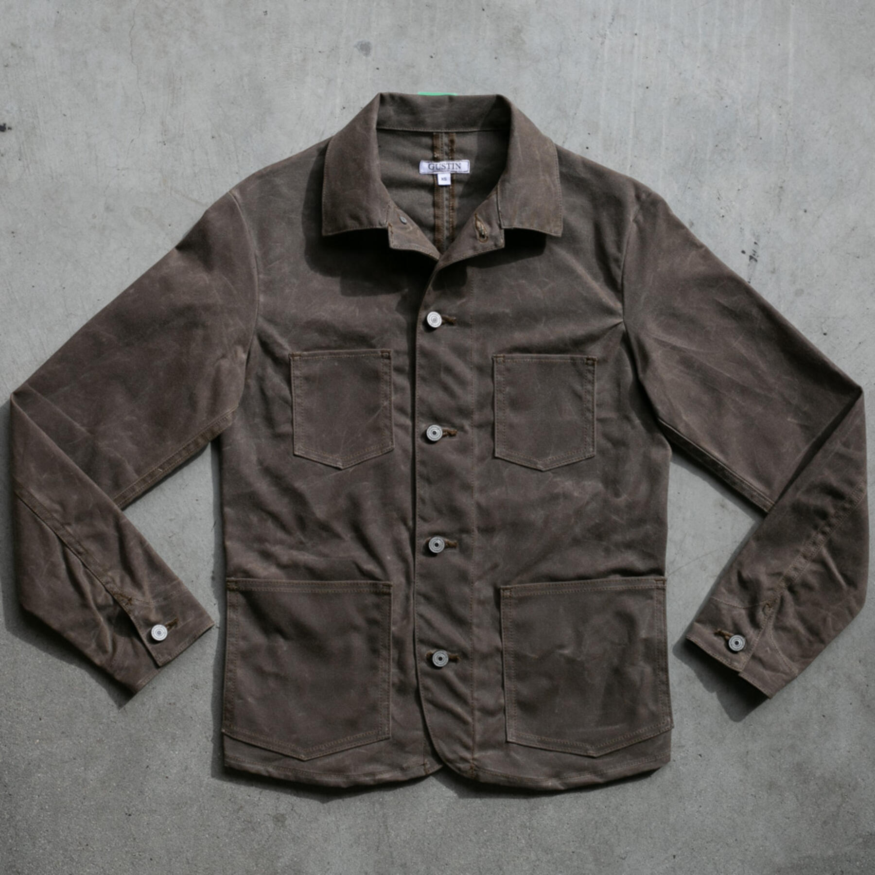 gustin #6 engineer jacket - waxed dark oak