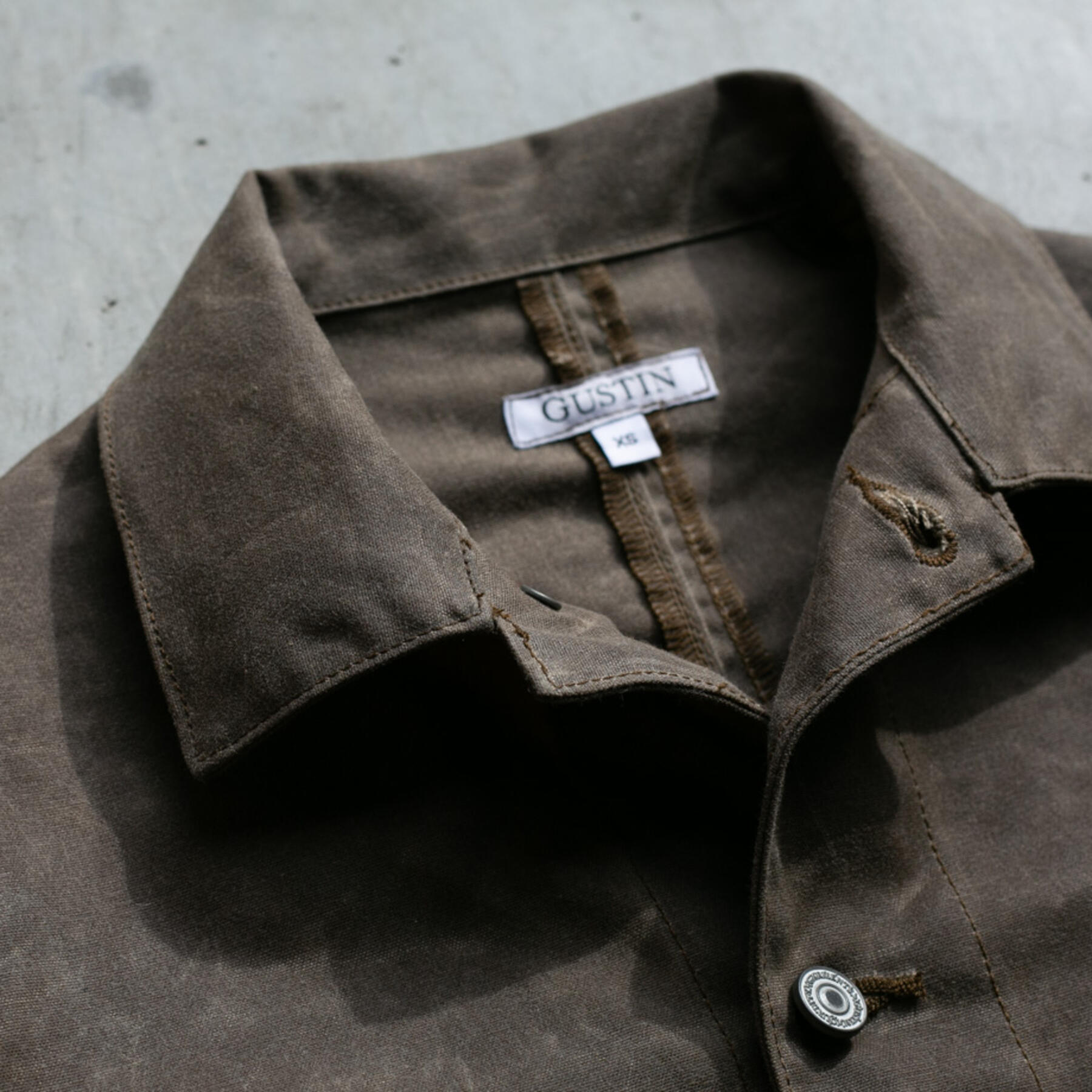 gustin #6 engineer jacket - waxed dark oak