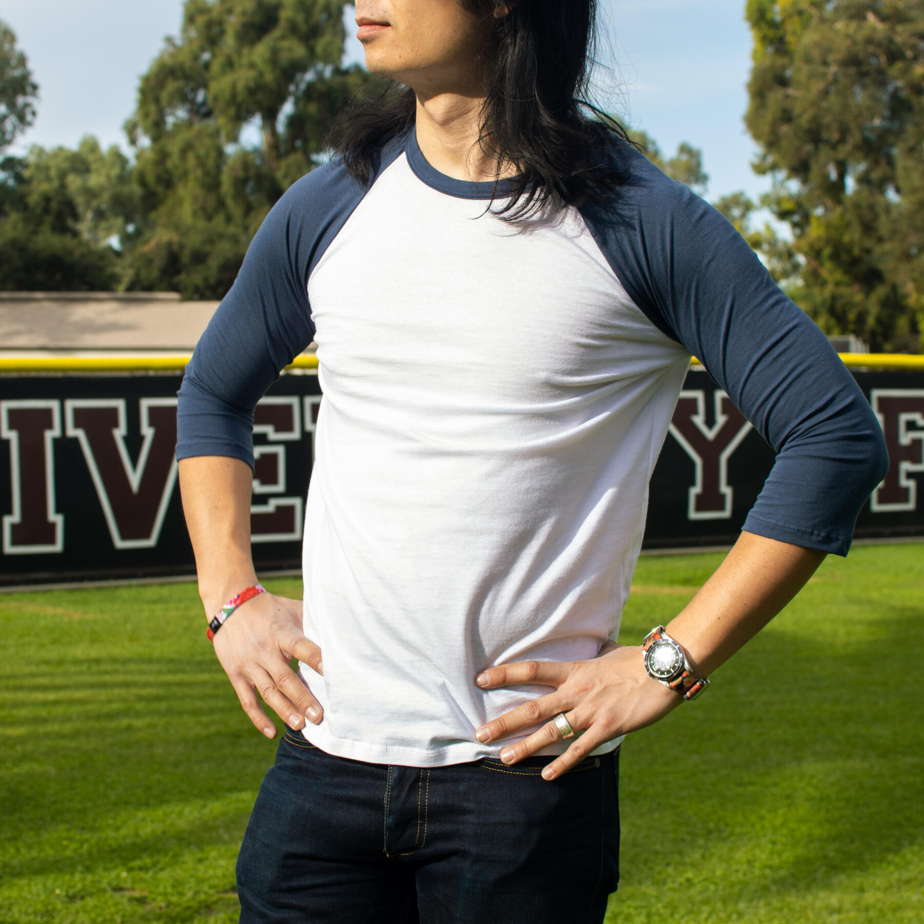 gustin baseball tee white-navy