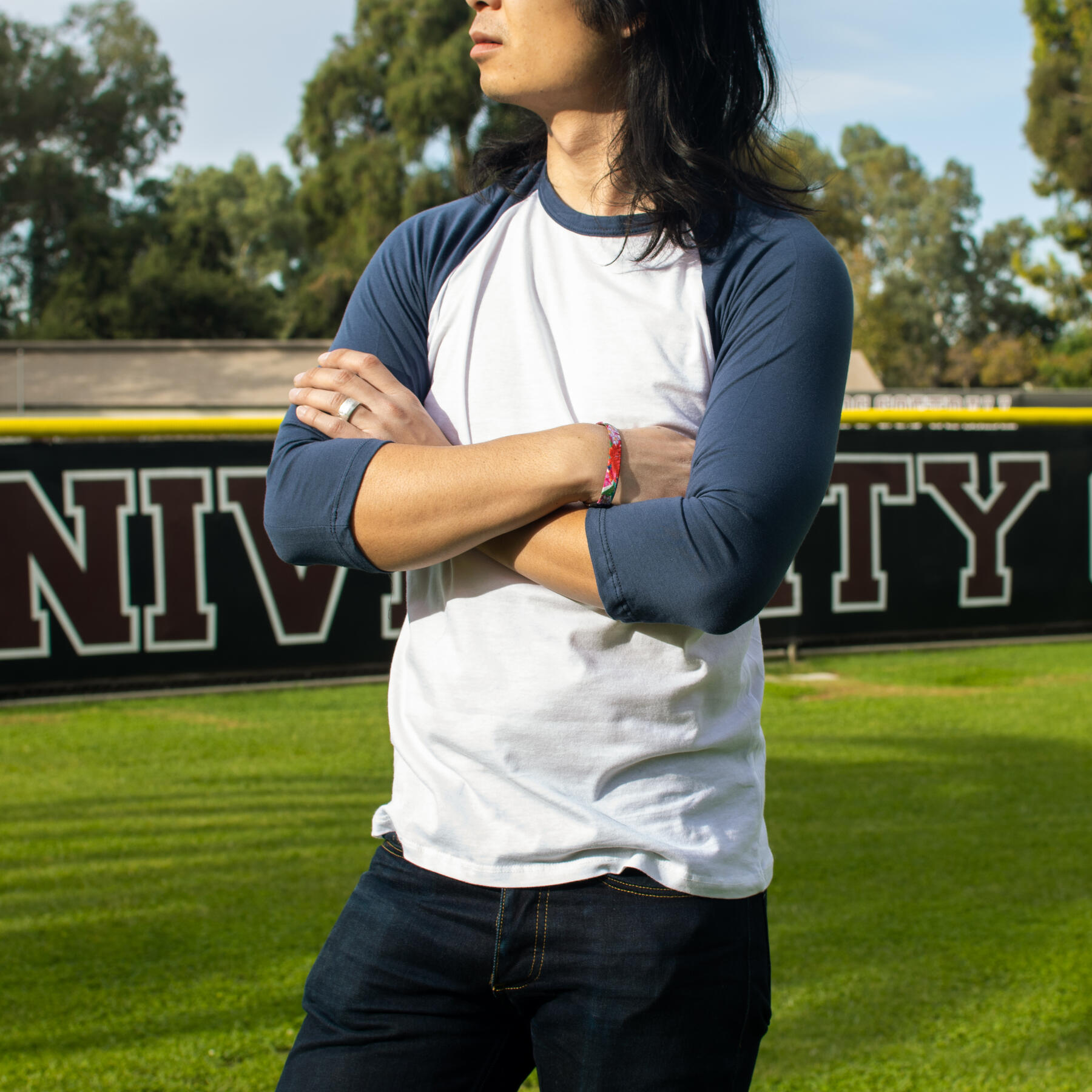 gustin baseball tee white-navy