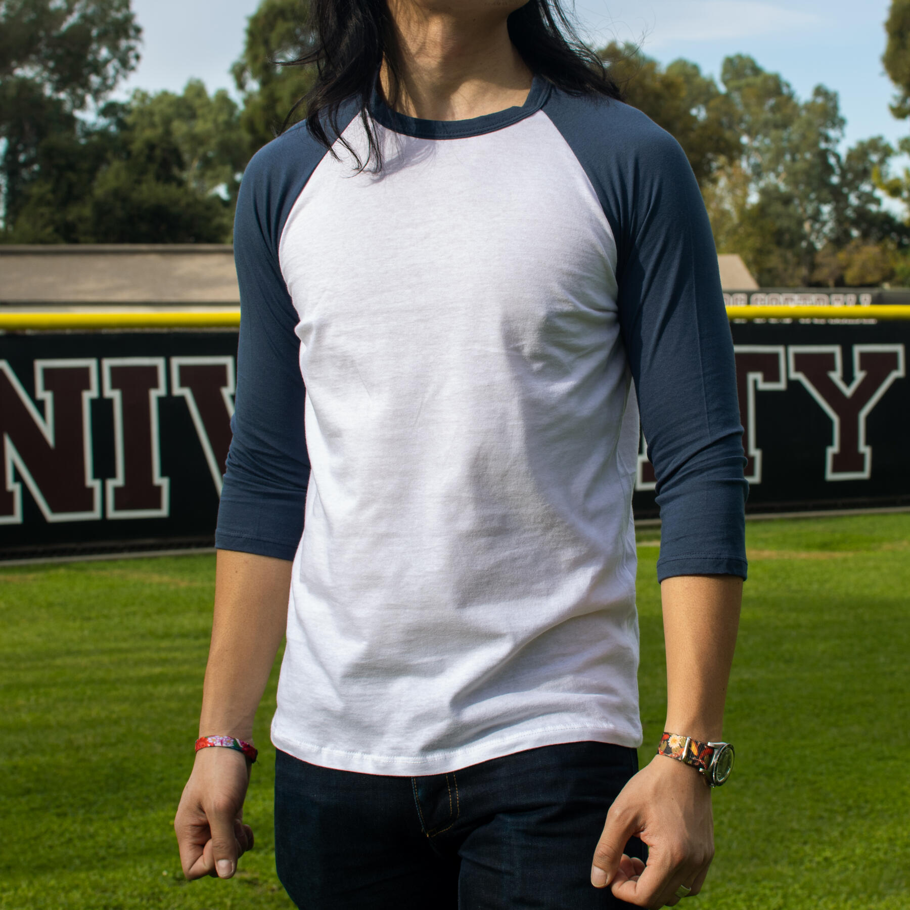 gustin baseball tee white-navy