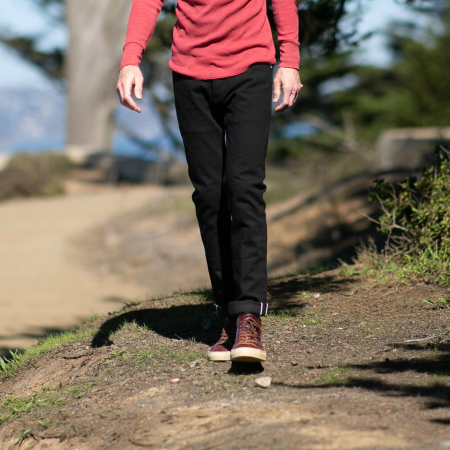 gustin #496 4 way stretch selvedge - black x black