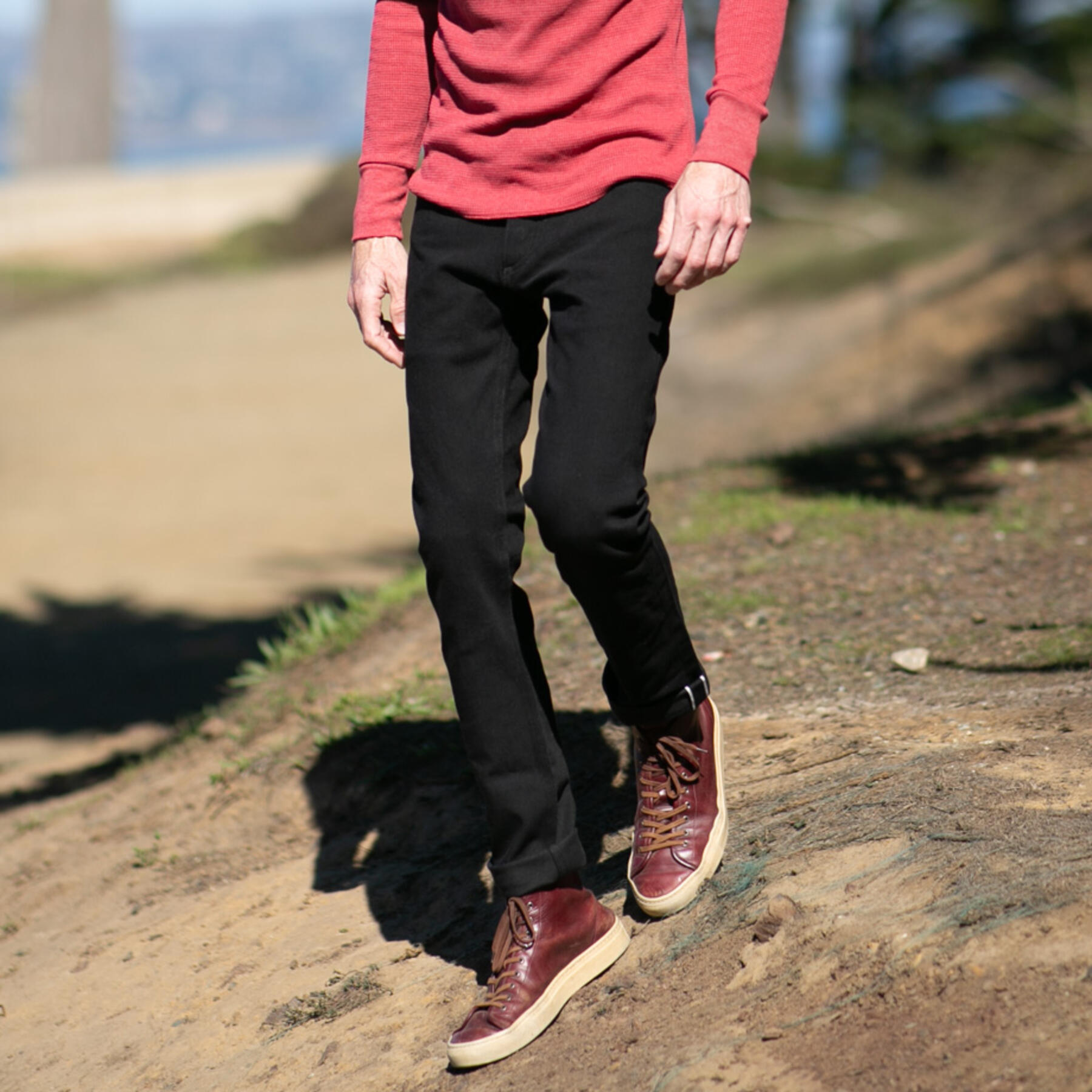 gustin #496 4 way stretch selvedge - black x black