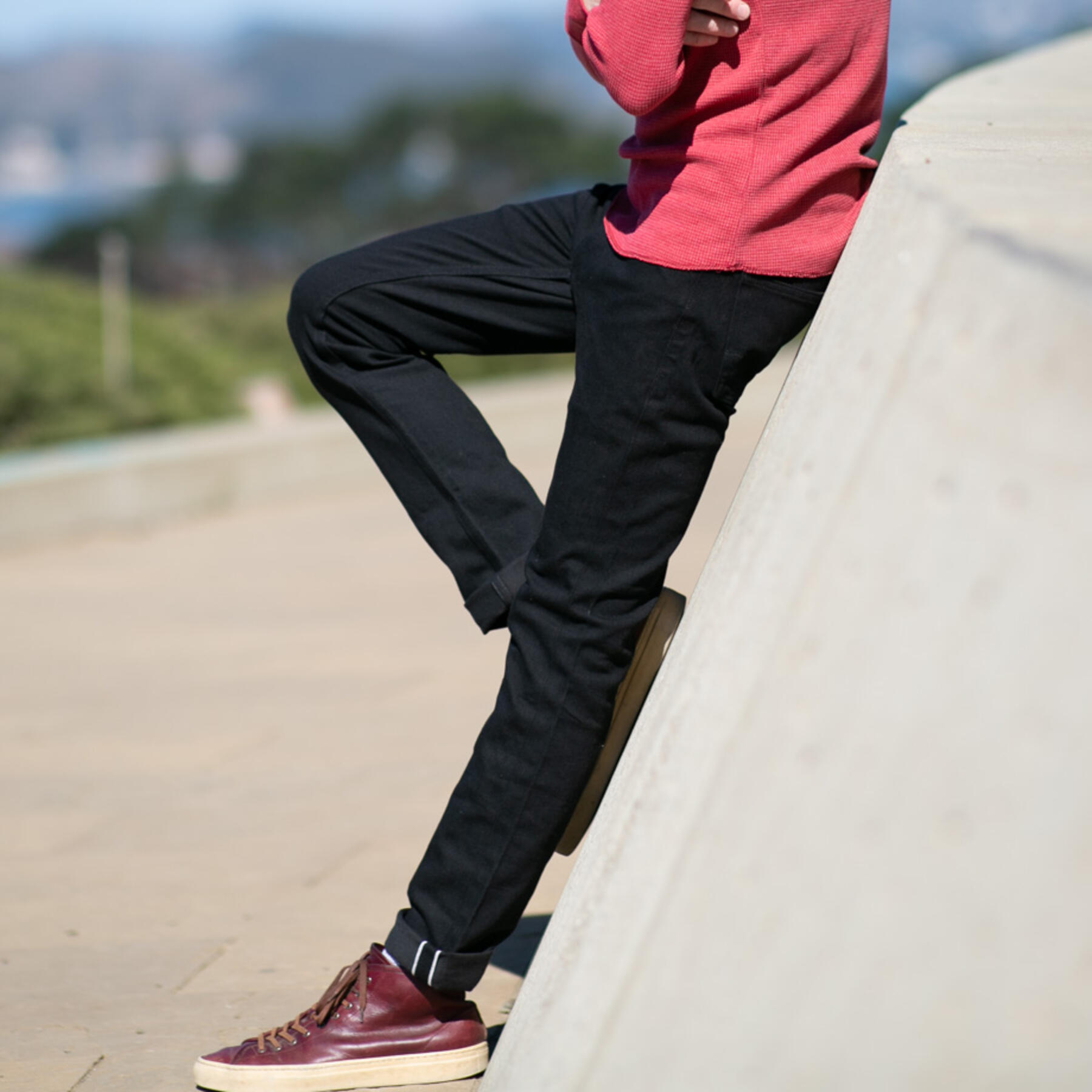 gustin #496 4 way stretch selvedge - black x black