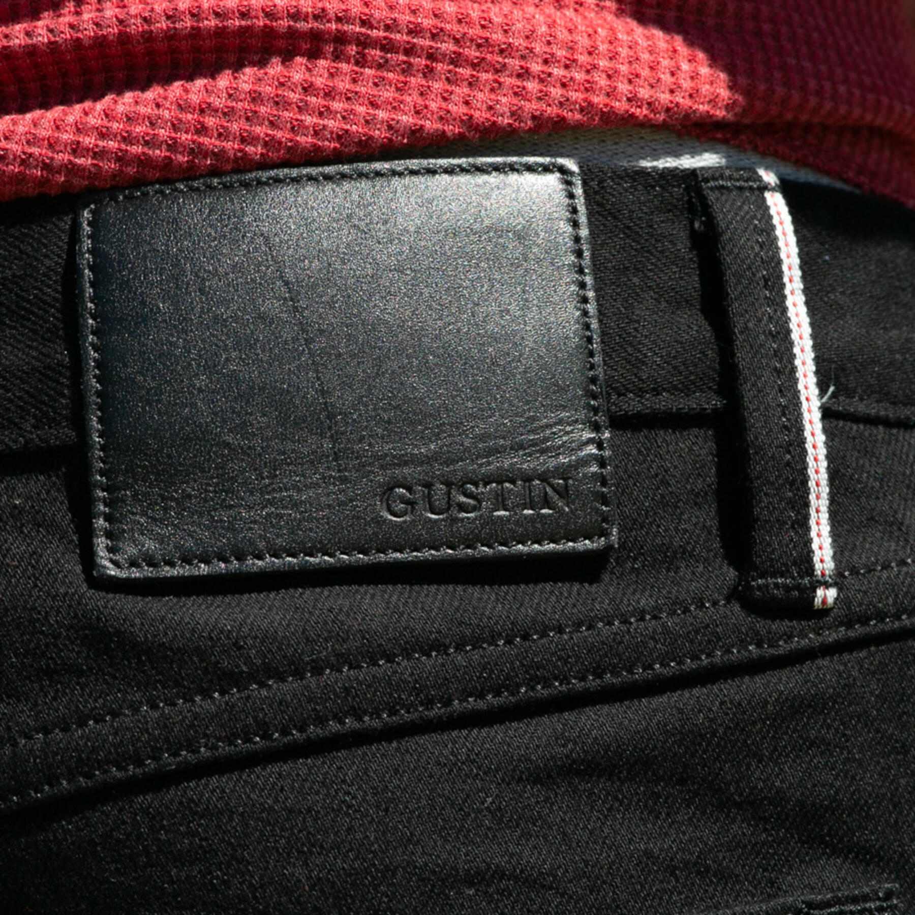 gustin #496 4 way stretch selvedge - black x black