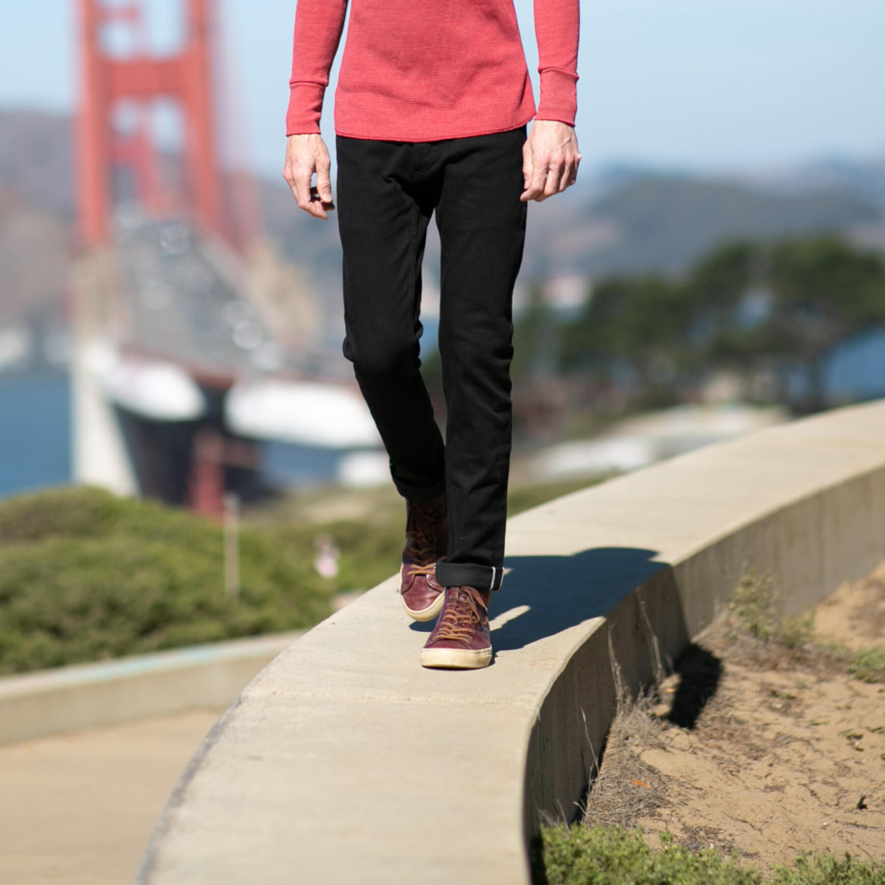 gustin #496 4 way stretch selvedge - black x black
