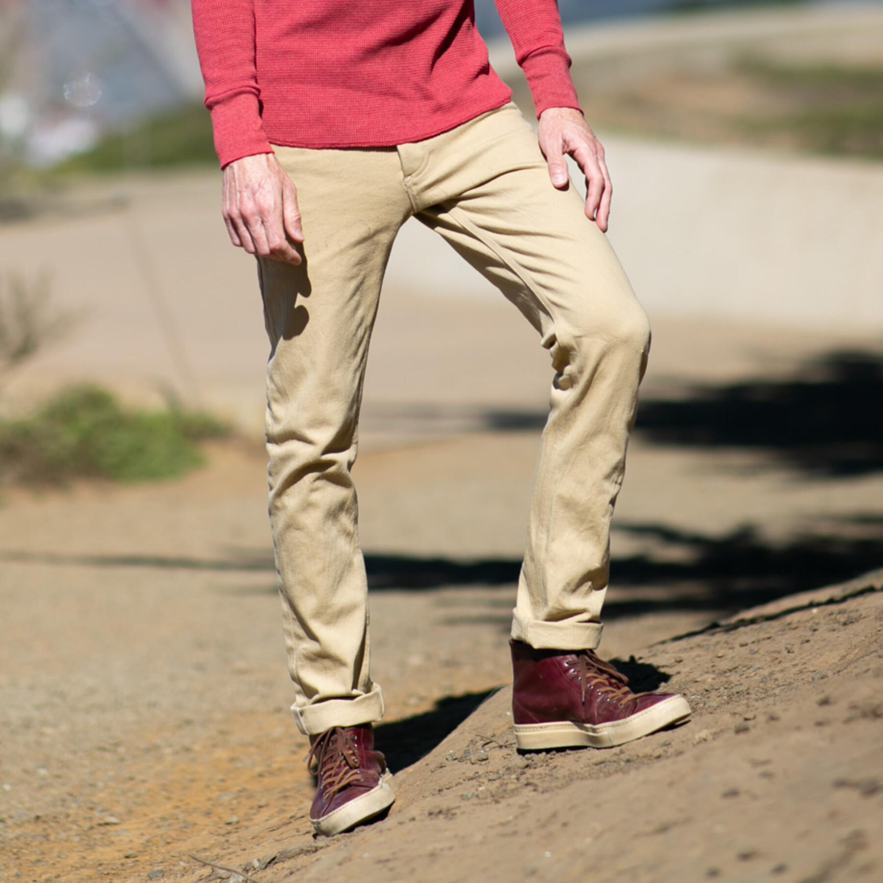 gustin #497 4 way stretch selvedge - brown