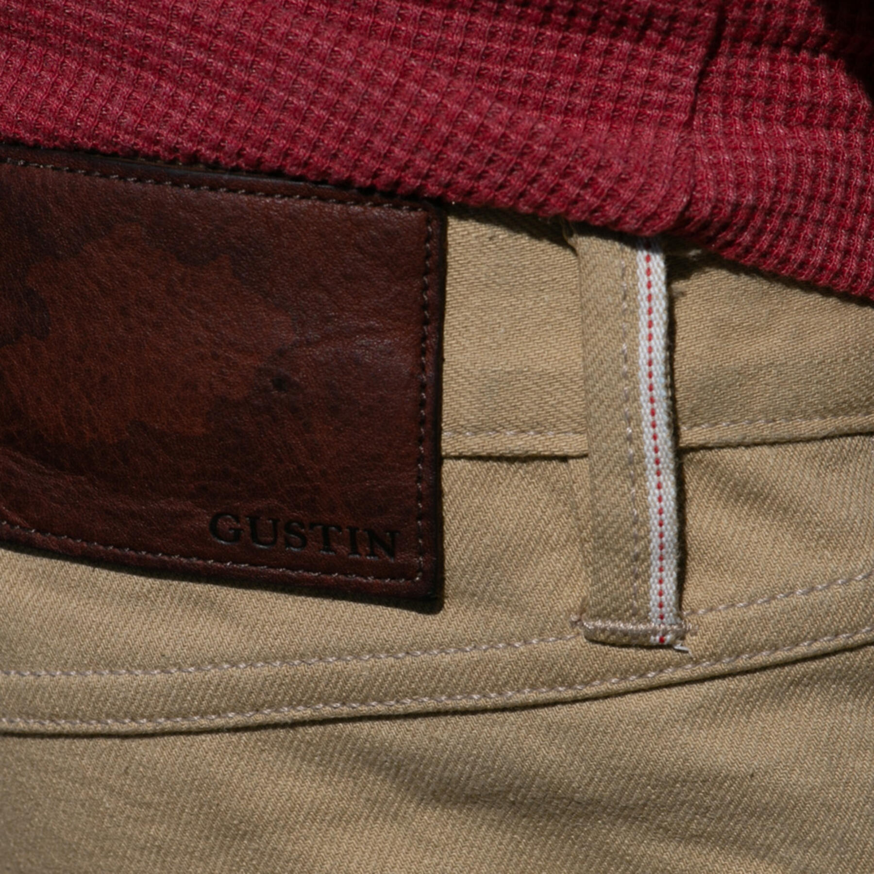 gustin #497 4 way stretch selvedge - brown