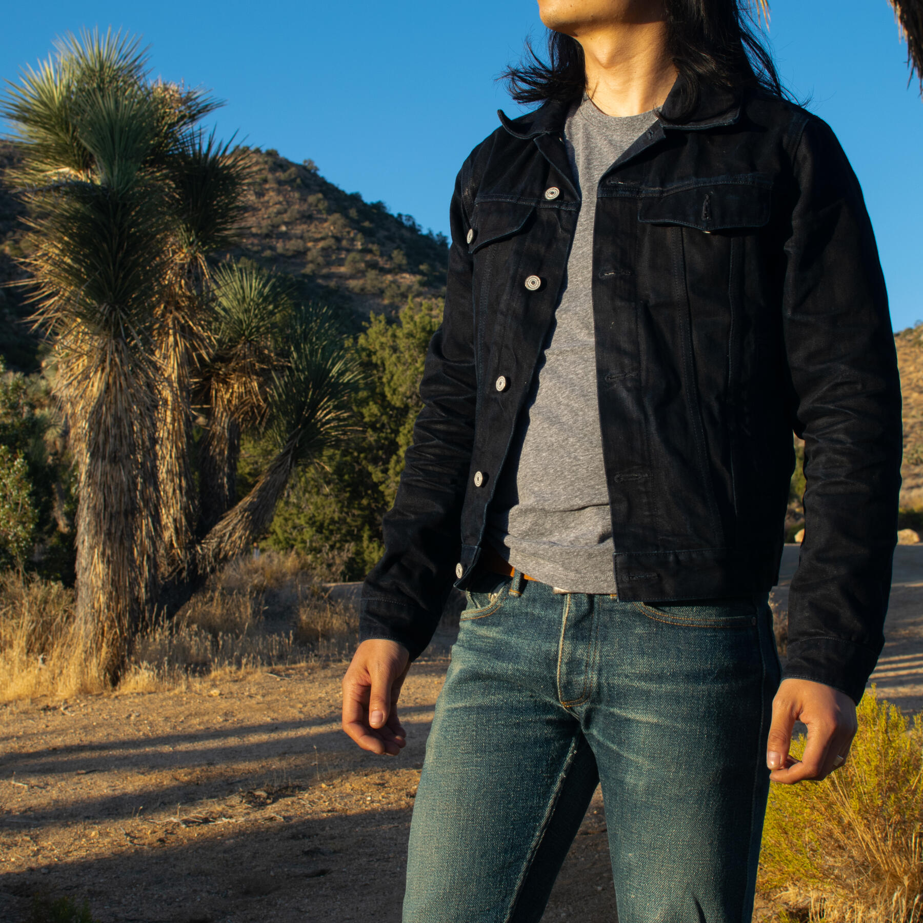 gustin cone bluexblack selvedge trucker