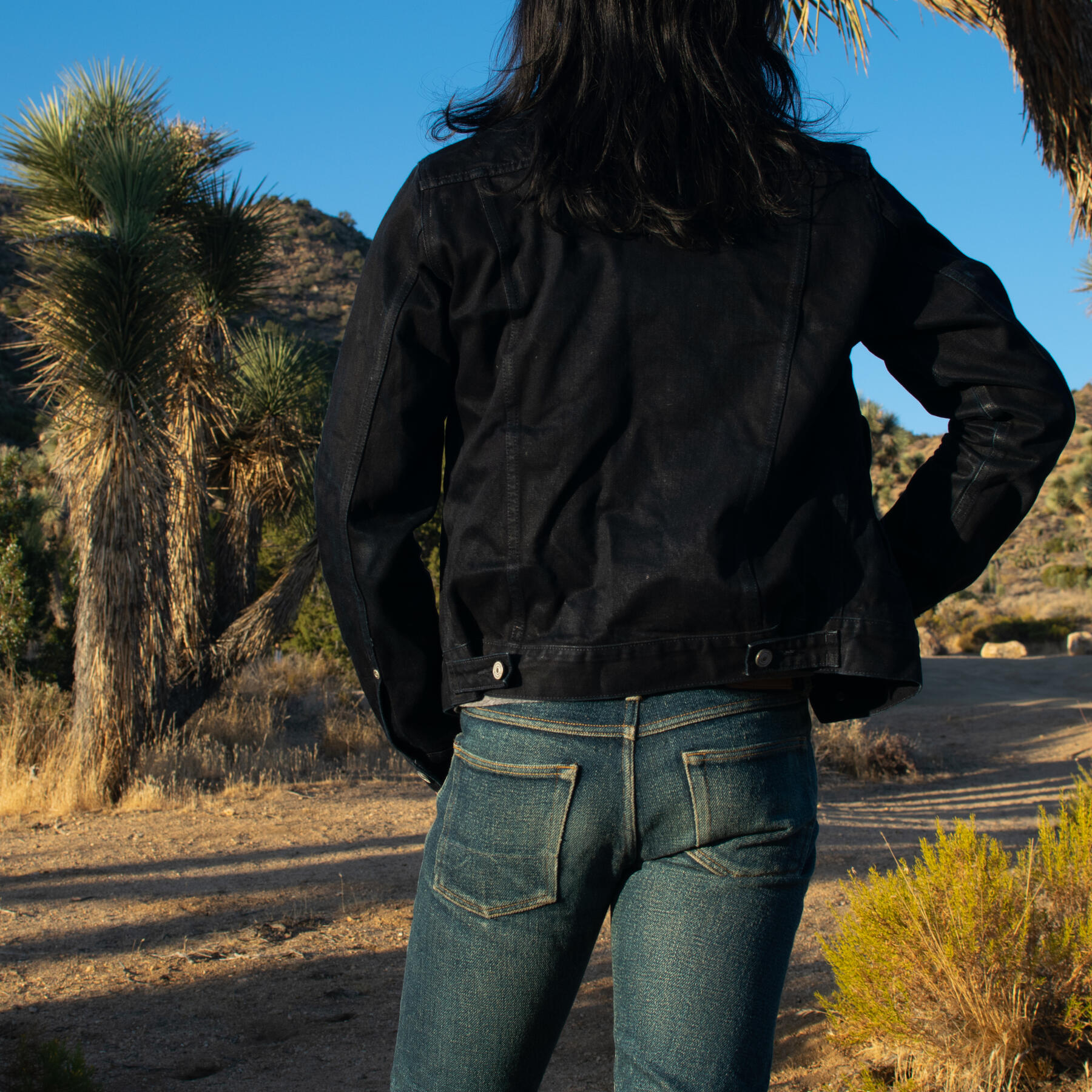 gustin cone bluexblack selvedge trucker