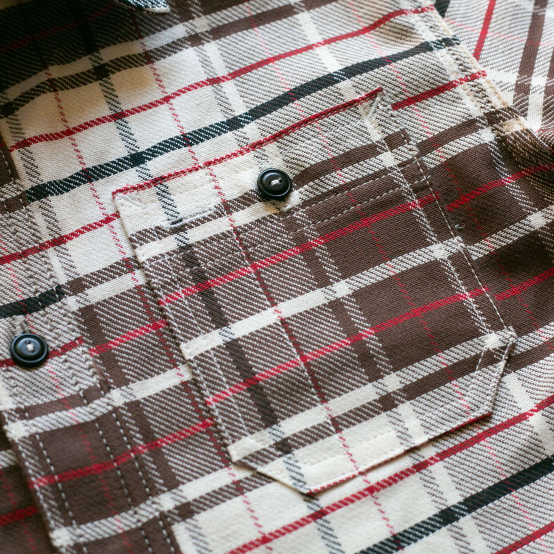 gustin #59 retro selvedge plaid workshirt - brown