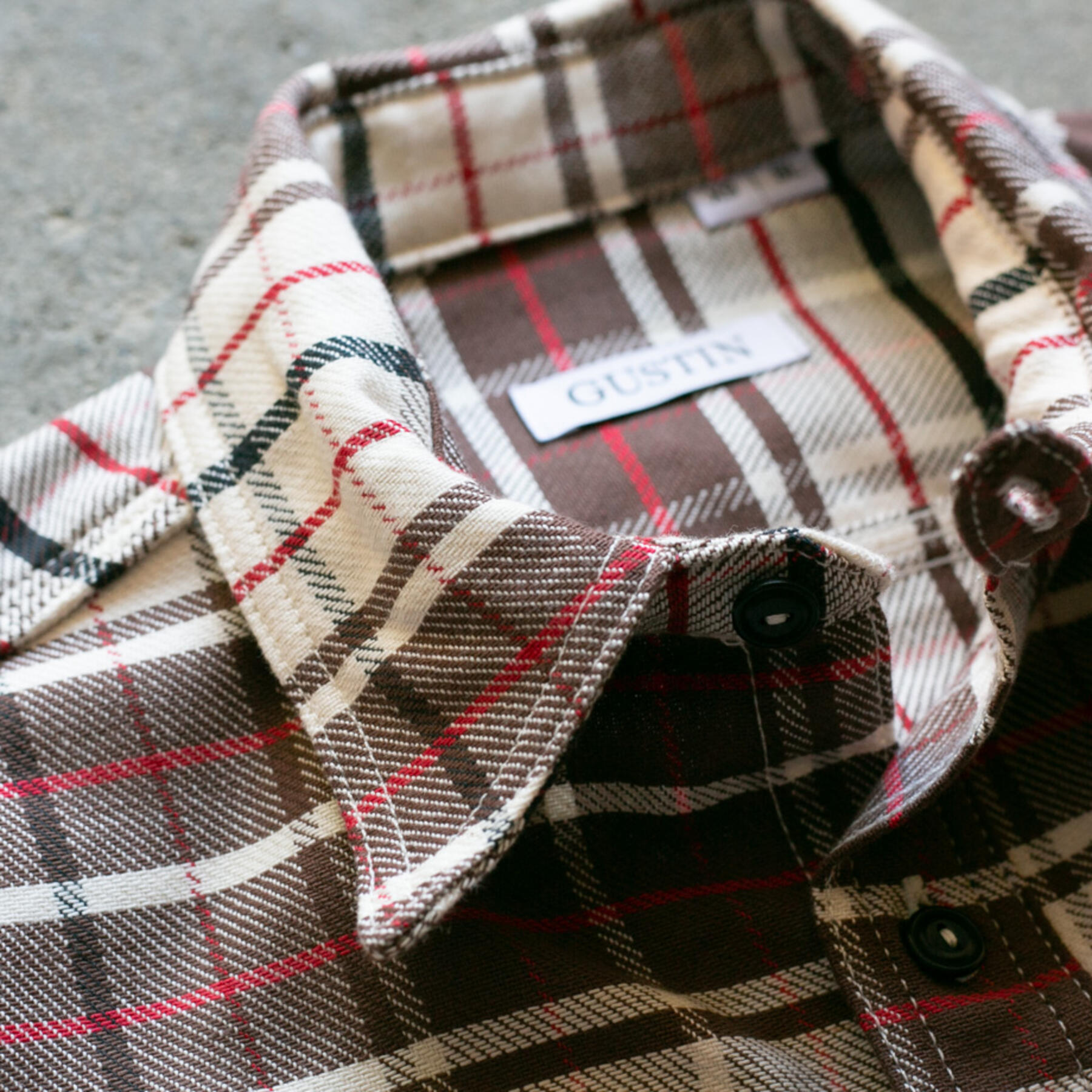 gustin #59 retro selvedge plaid workshirt - brown