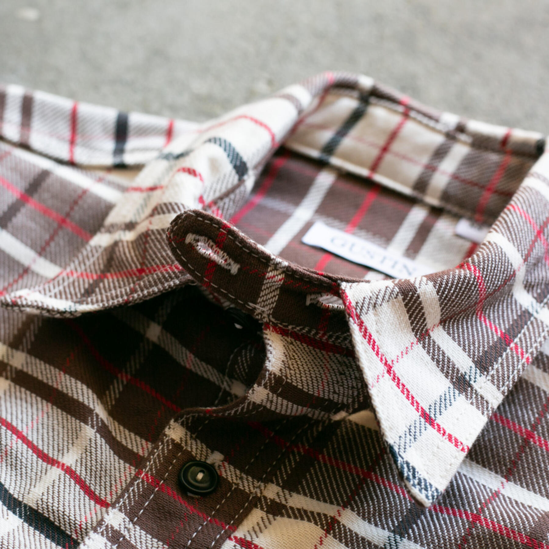 gustin #59 retro selvedge plaid workshirt - brown