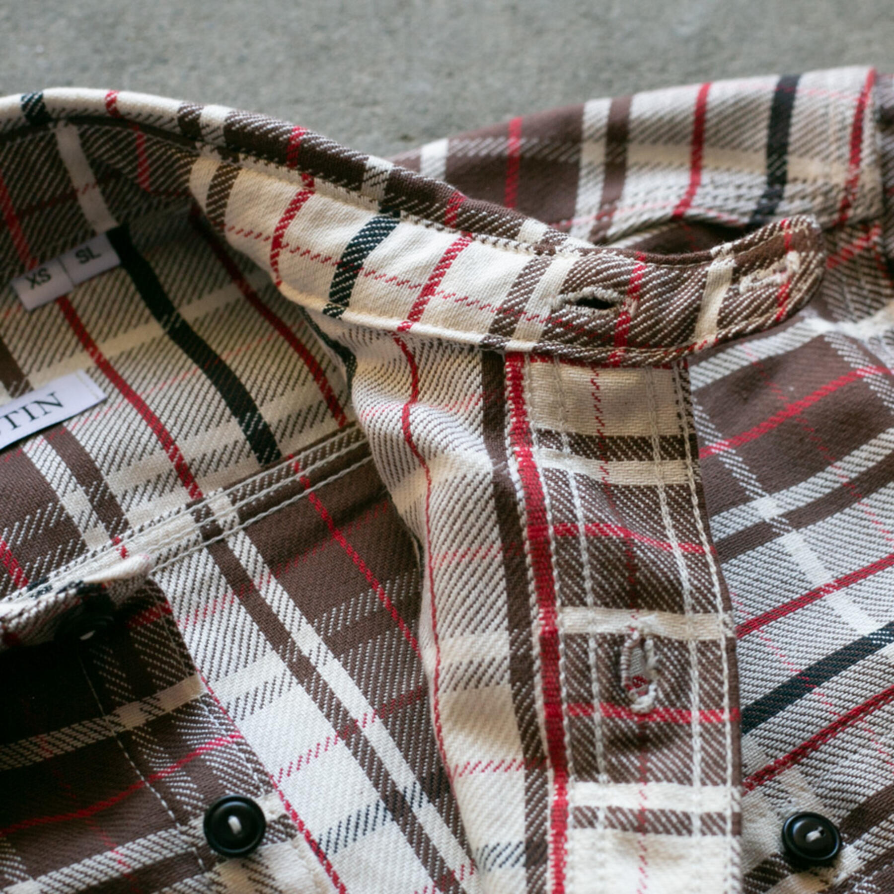 gustin #59 retro selvedge plaid workshirt - brown
