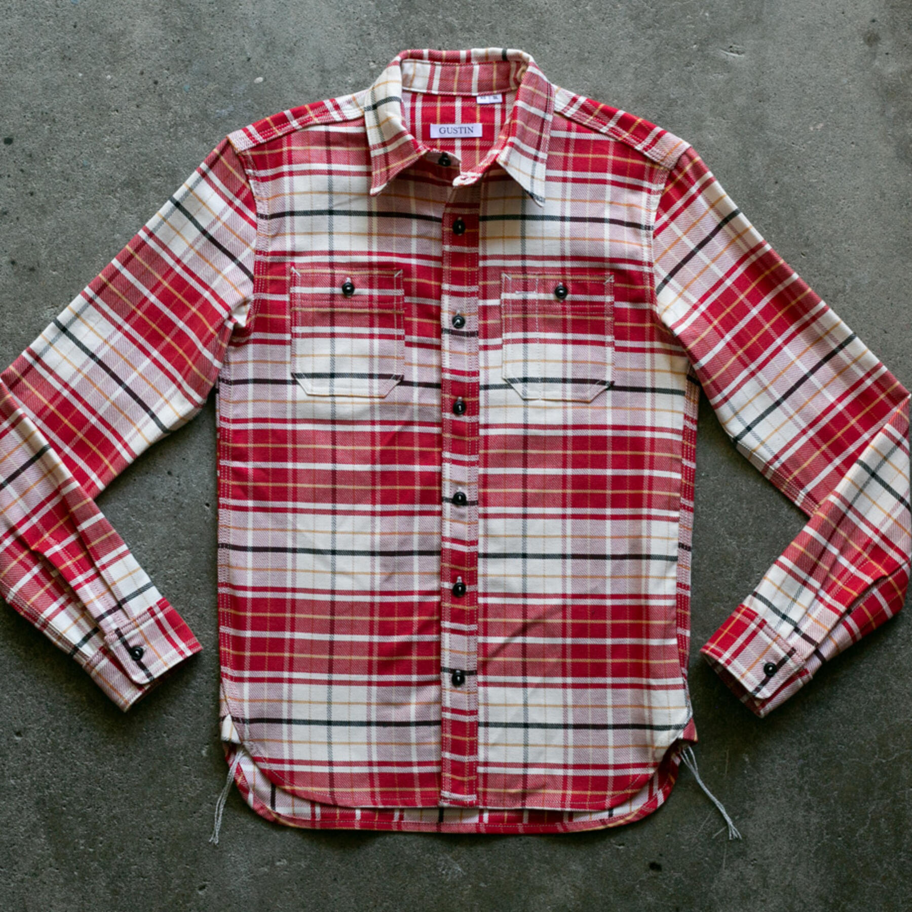 gustin #60 retro selvedge plaid workshirt - red