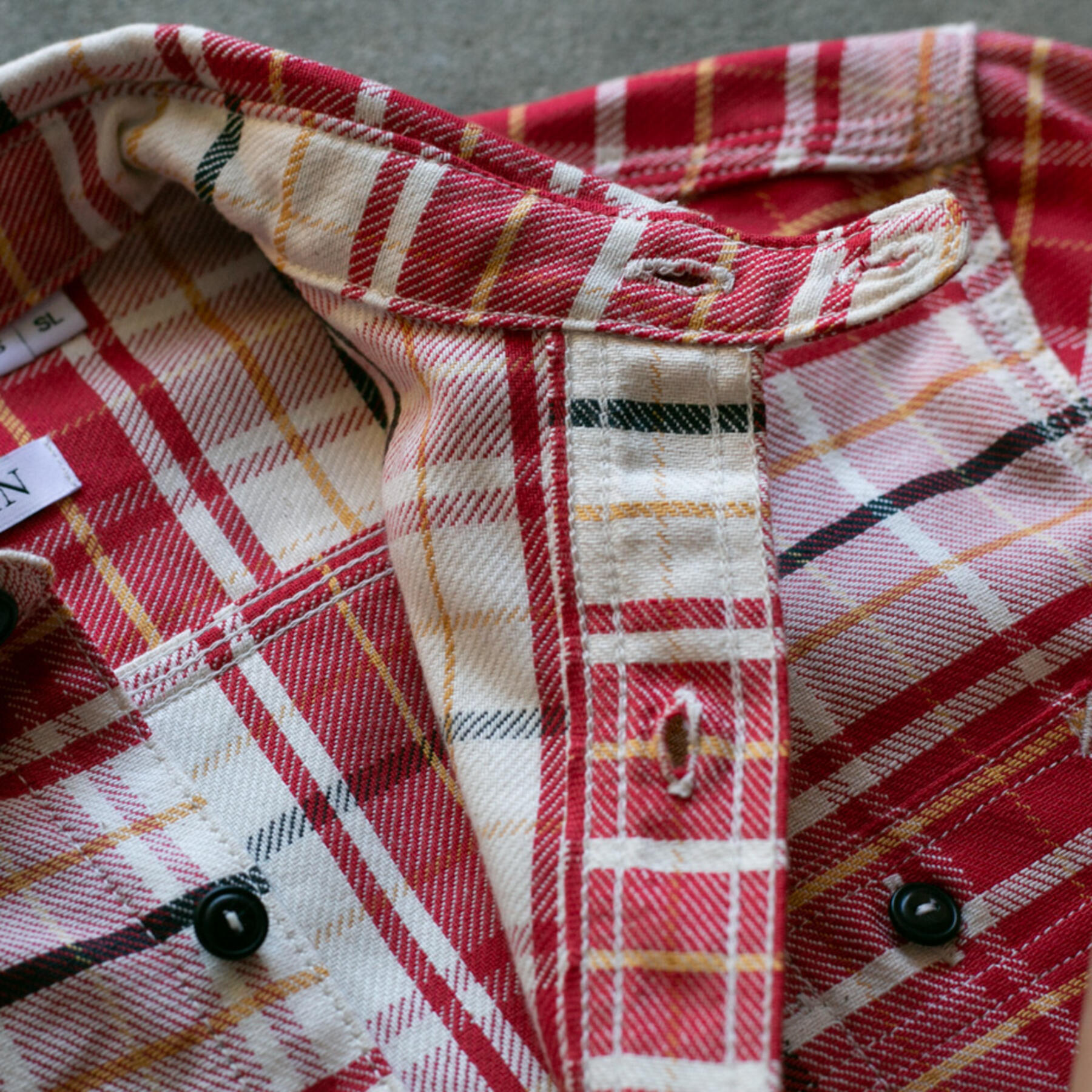 gustin #60 retro selvedge plaid workshirt - red