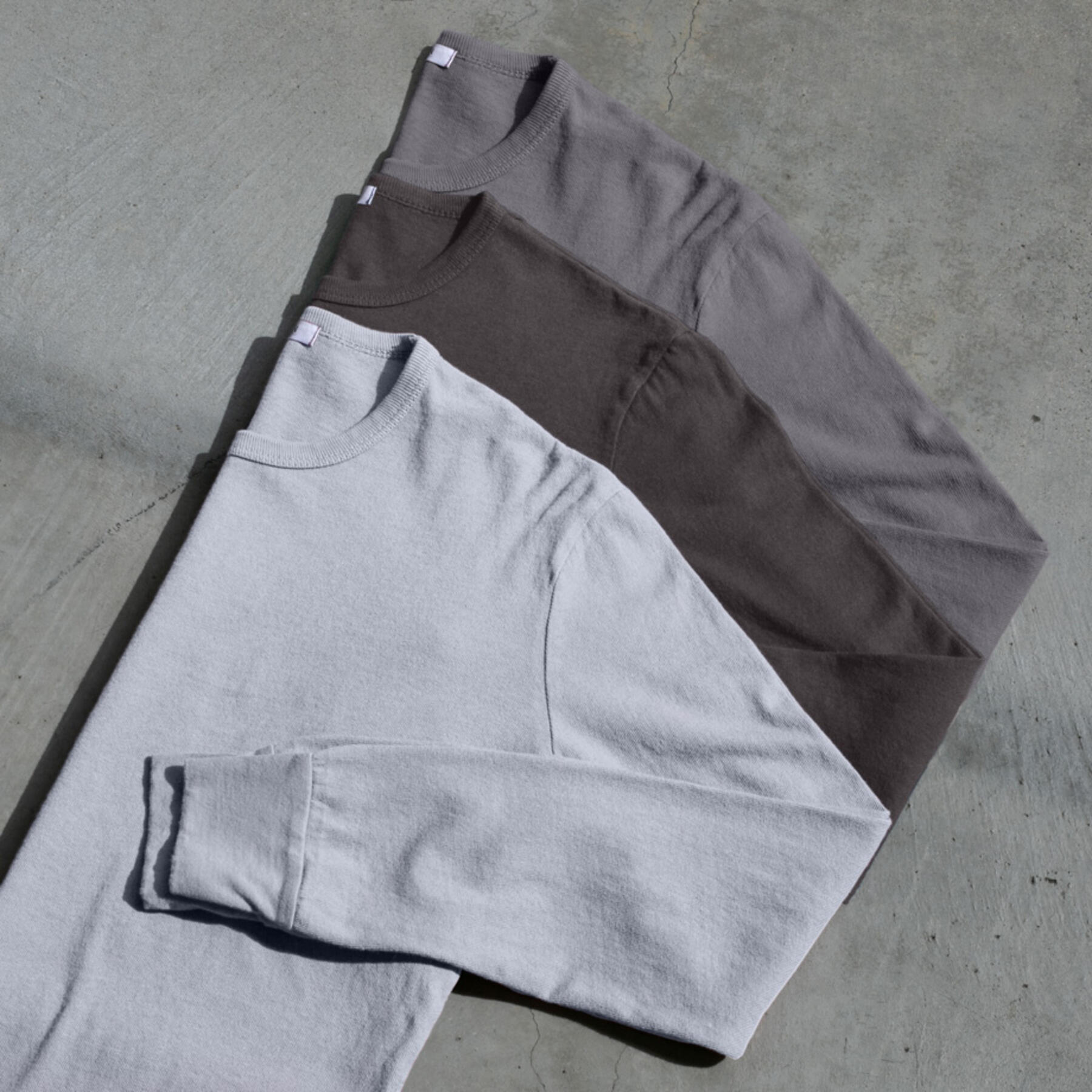 gustin long sleeve heavyweight t-shirt greys 3 pack