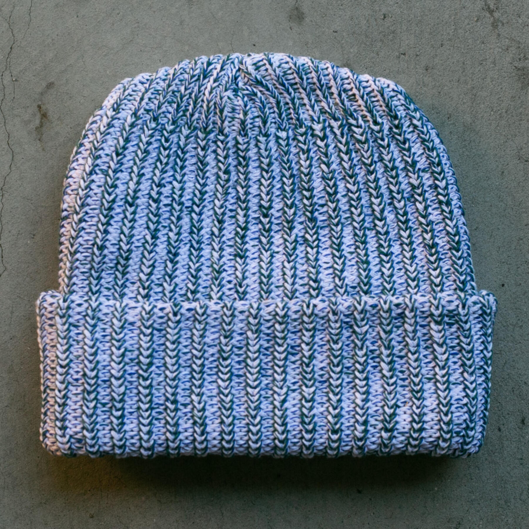 gustin american knit beanie - whitexbluexgreen