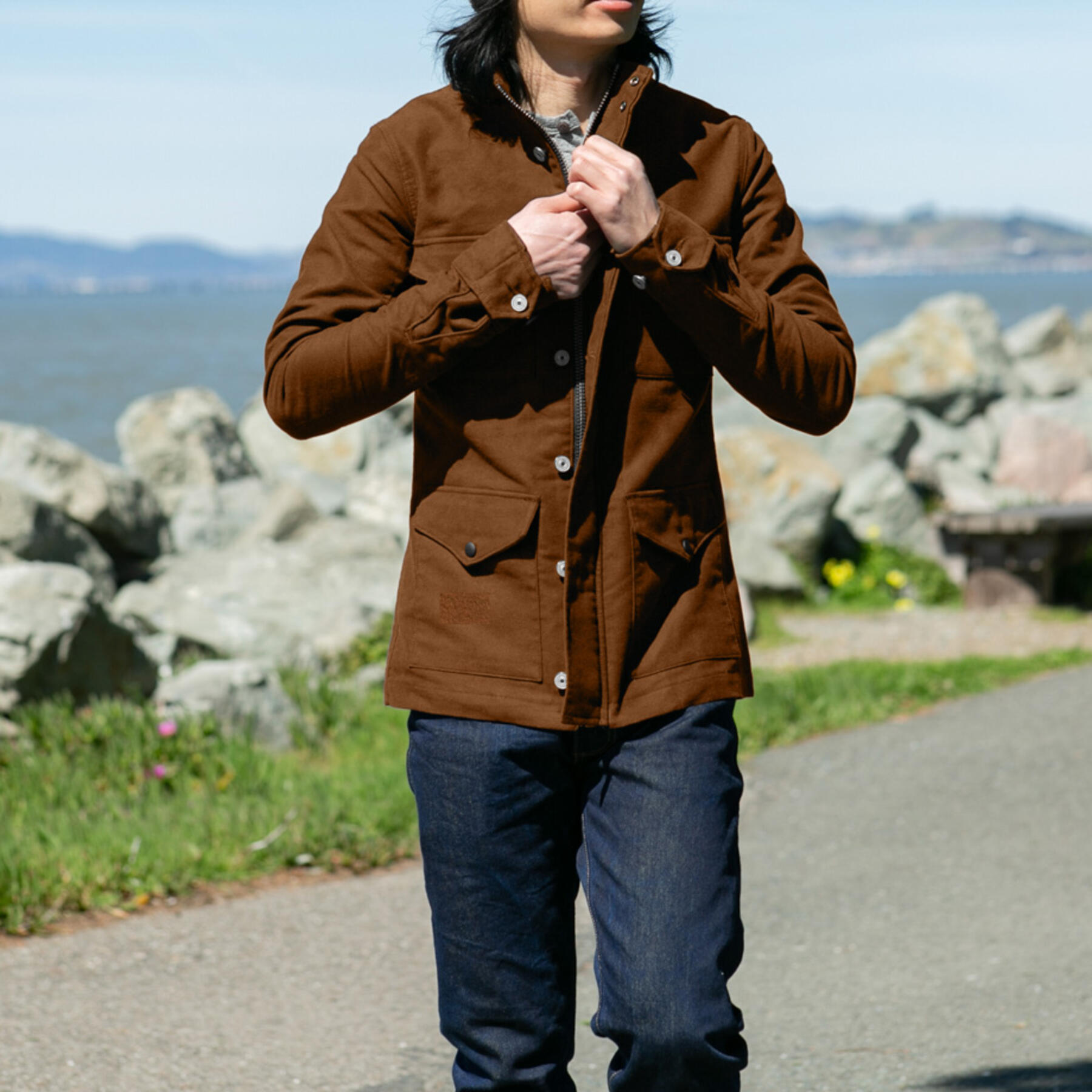 gustin moleskin field jacket - dark camel