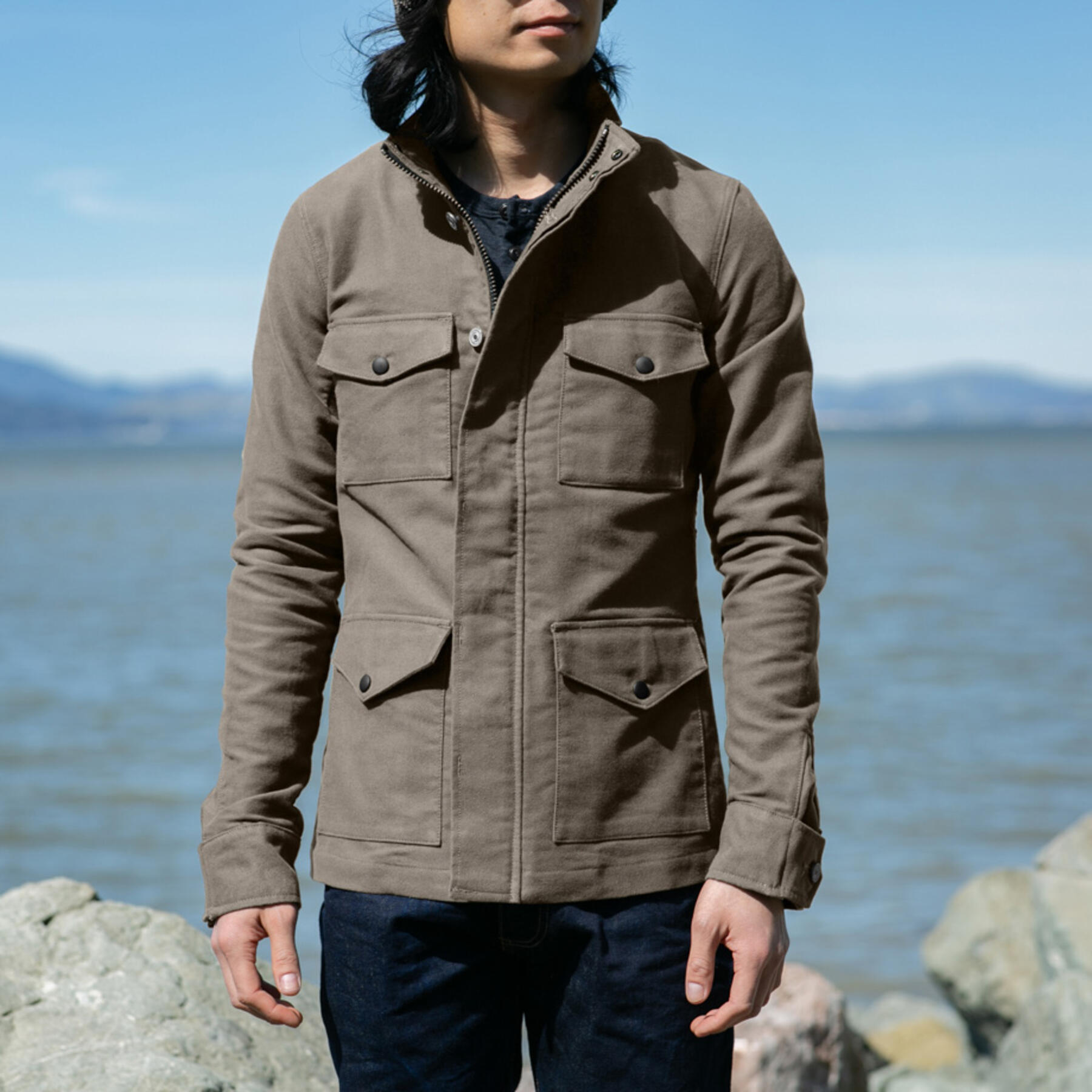 gustin moleskin field jacket - warm grey