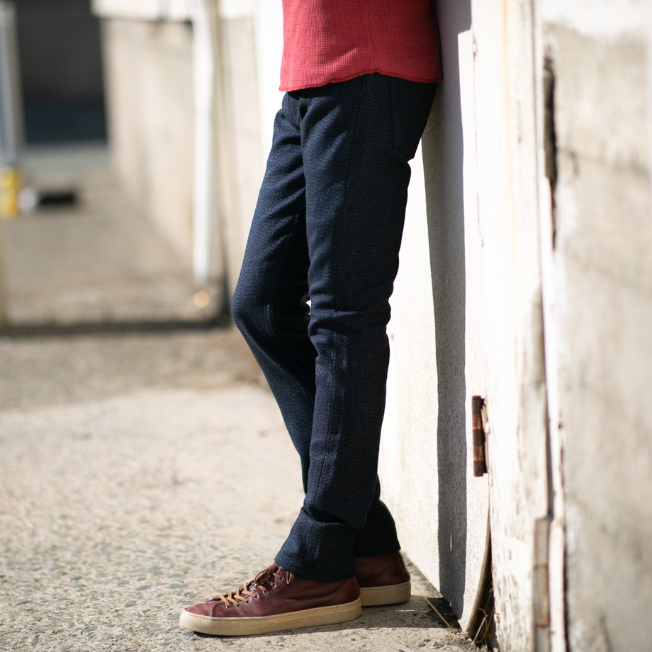 65 Indigo Wool Herringbone 5 Pocket - Dark Heather Indigo