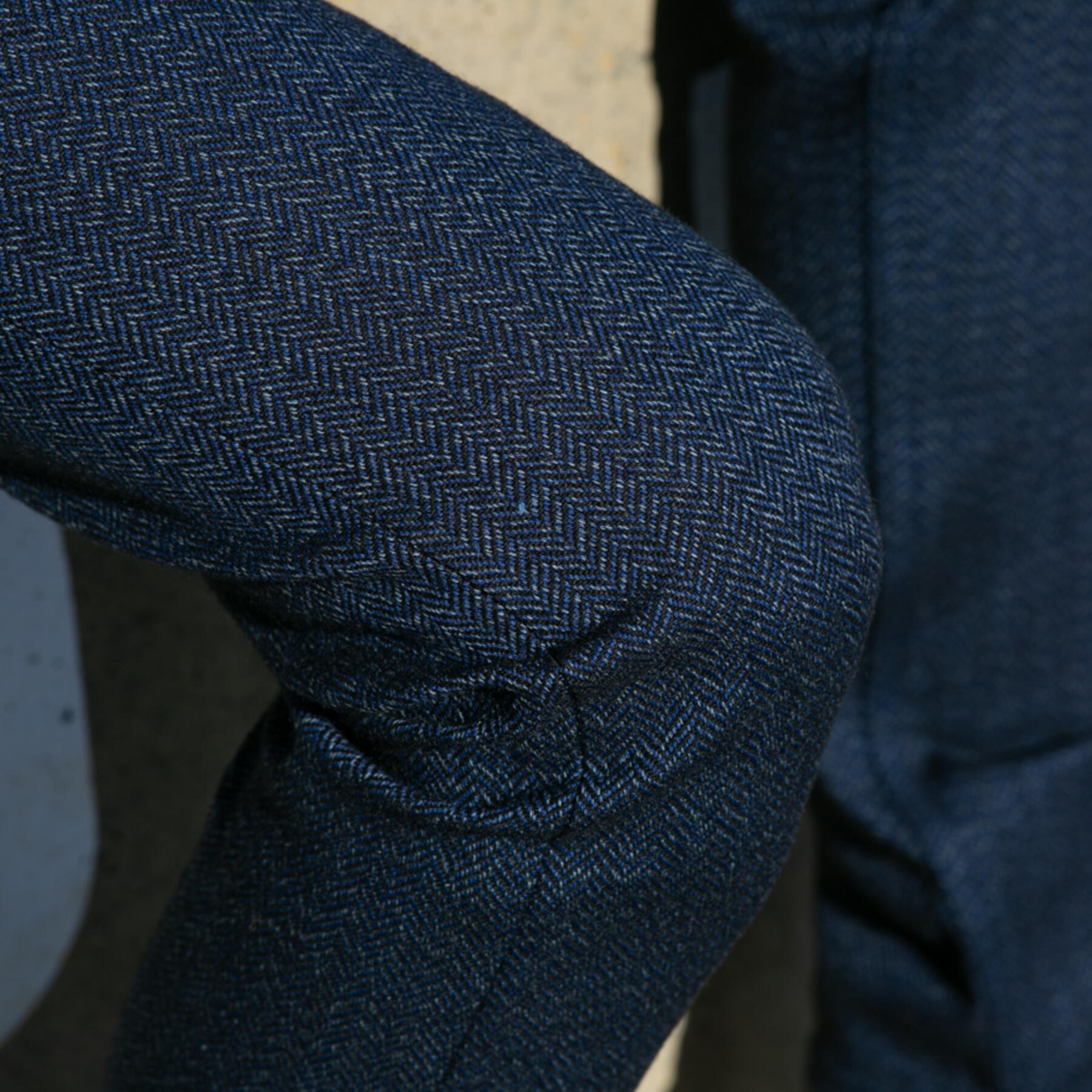 gustin #65 indigo wool herringbone 5 pocket - dark heather indigo