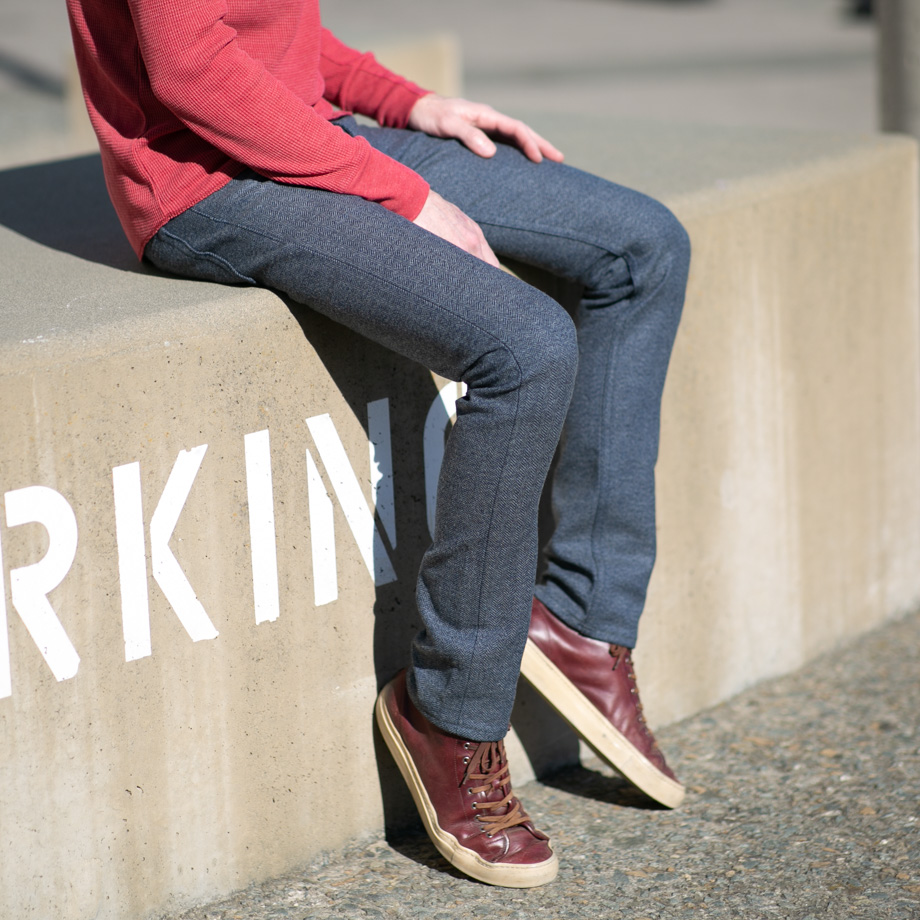 64 Indigo Wool Herringbone 5 Pocket - Postal Blue | Gustin