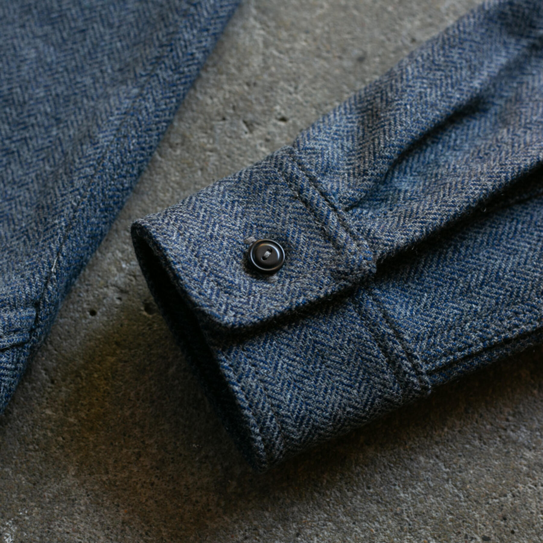 gustin #62 postal blue indigo wool herringbone workshirt
