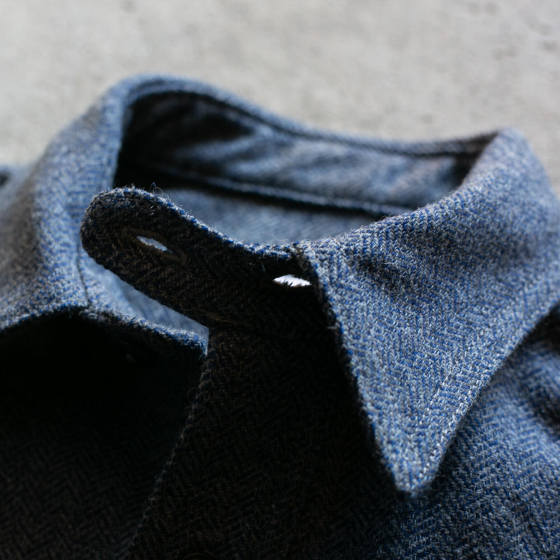 gustin #62 postal blue indigo wool herringbone workshirt